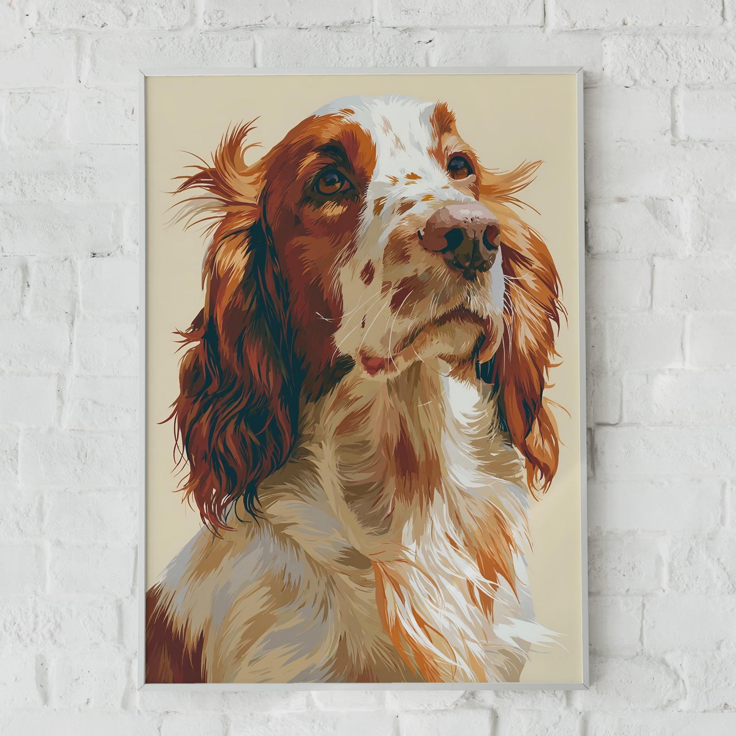 Spaniel Dog Print, Brown White Spaniel Poster, Dog Wall Art, Spaniel Gift, Pet Lover