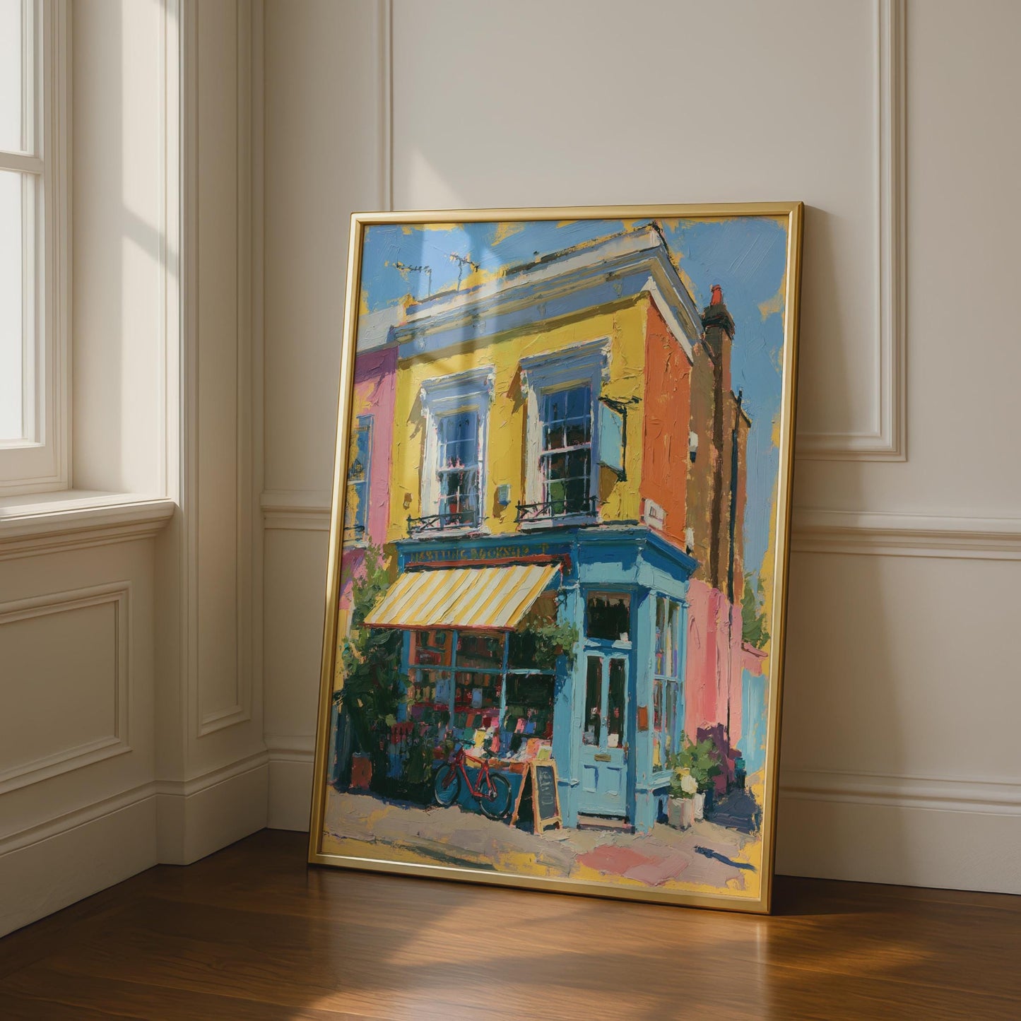 Notting Hill Bookshop Poster, London Art Print, Colourful Street Wall Art