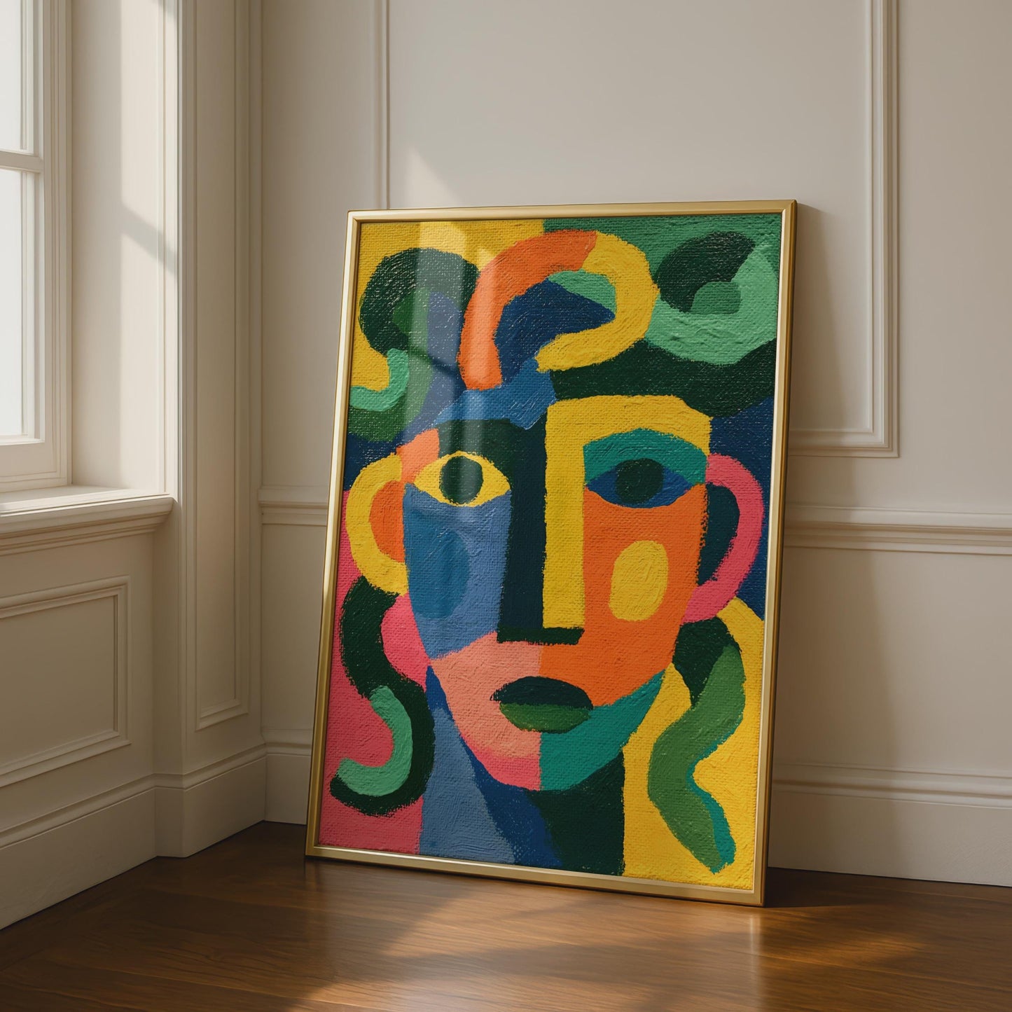 Medusa Art Print, Bold Colourful Cubist Face Poster, Greek Mythology Wall Art