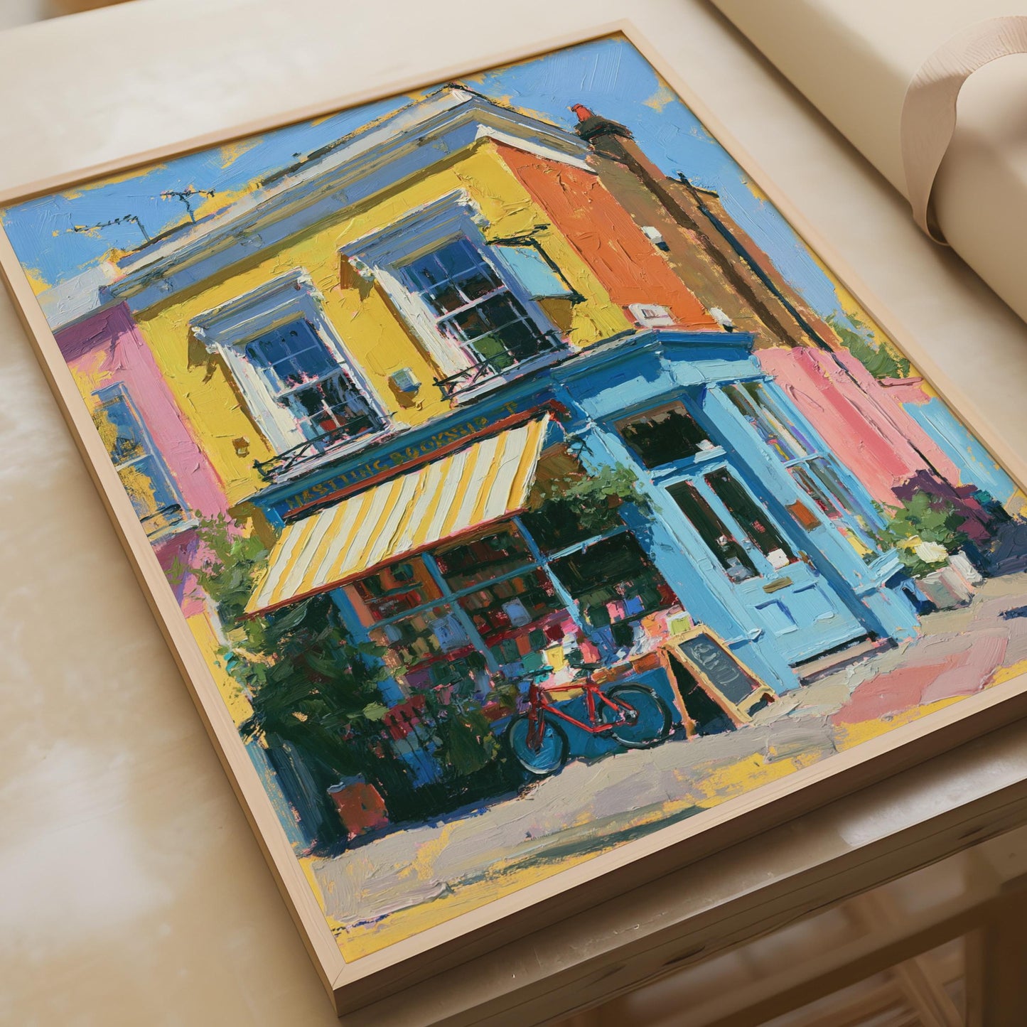 Notting Hill Bookshop Poster, London Art Print, Colourful Street Wall Art