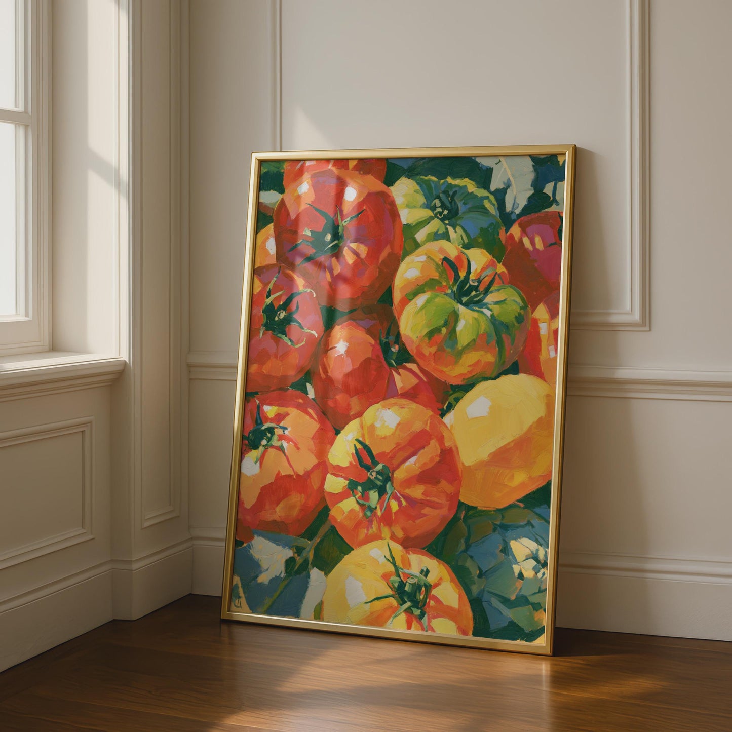 Heirloom Tomatoes Art Print, Vegetable Still Life Poster, Kitchen Wall Art, Colourful