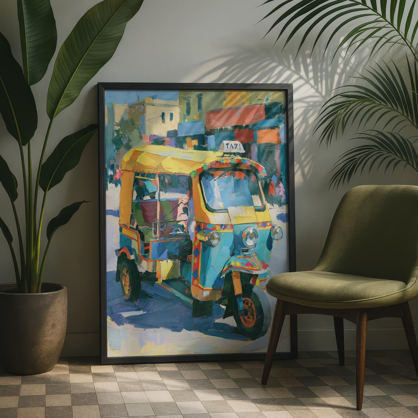 Tuk Tuk Taxi Art Print, Colourful Auto Rickshaw Poster, Asian Street Travel Wall Art