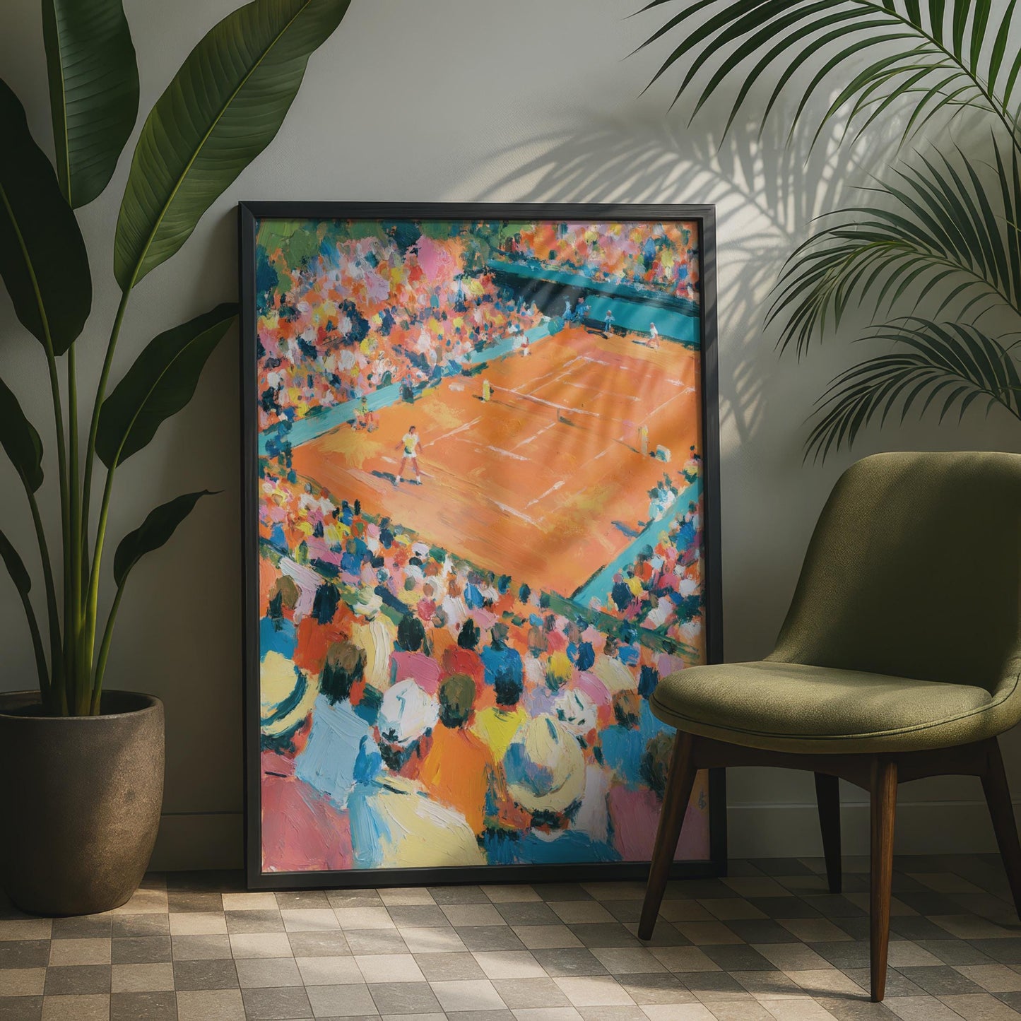 Clay Court Tennis Print, Colourful Sport Wall Art, Impressionist Poster, Tennis Gift