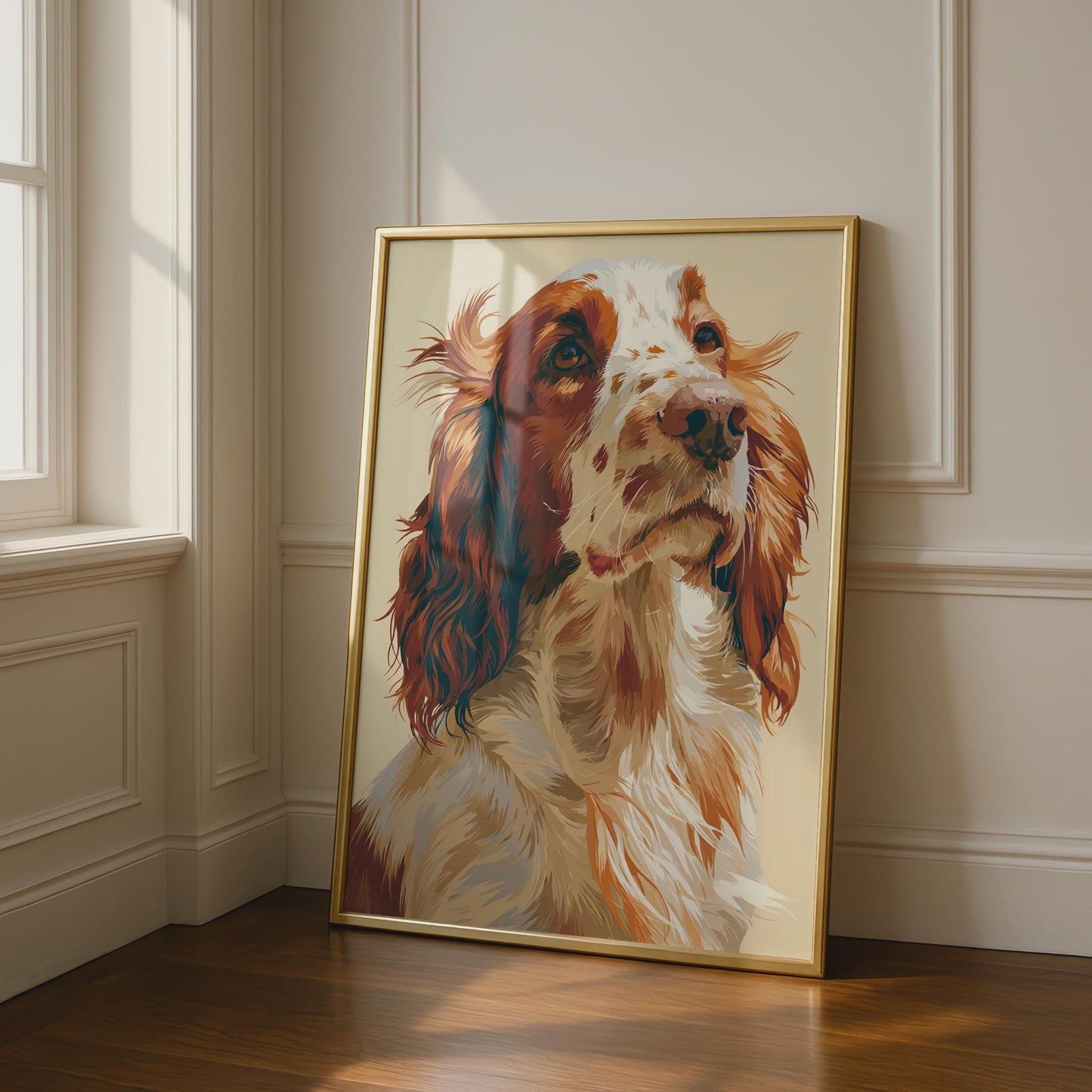 Spaniel Dog Print, Brown White Spaniel Poster, Dog Wall Art, Spaniel Gift, Pet Lover