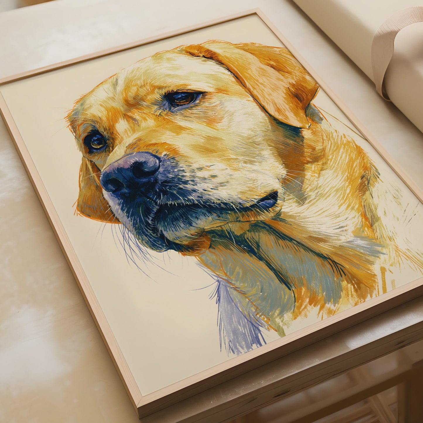 Yellow Labrador Print, Lab Dog Portrait Poster, Golden Lab Wall Art, Dog Lover Gift