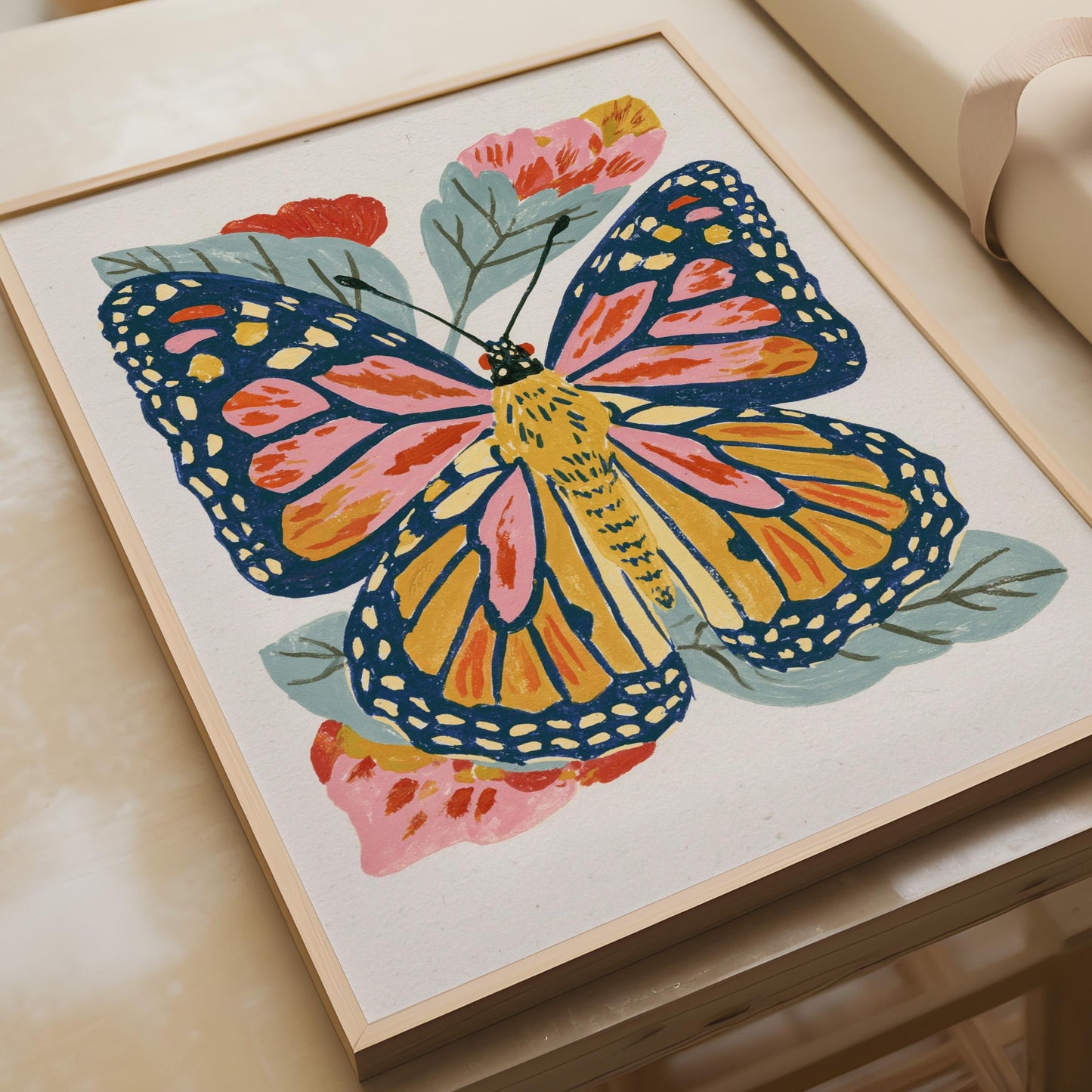 Colourful Butterfly Wall Art, Floral Printable Poster, Whimsical Nature Decor, Botanical Art