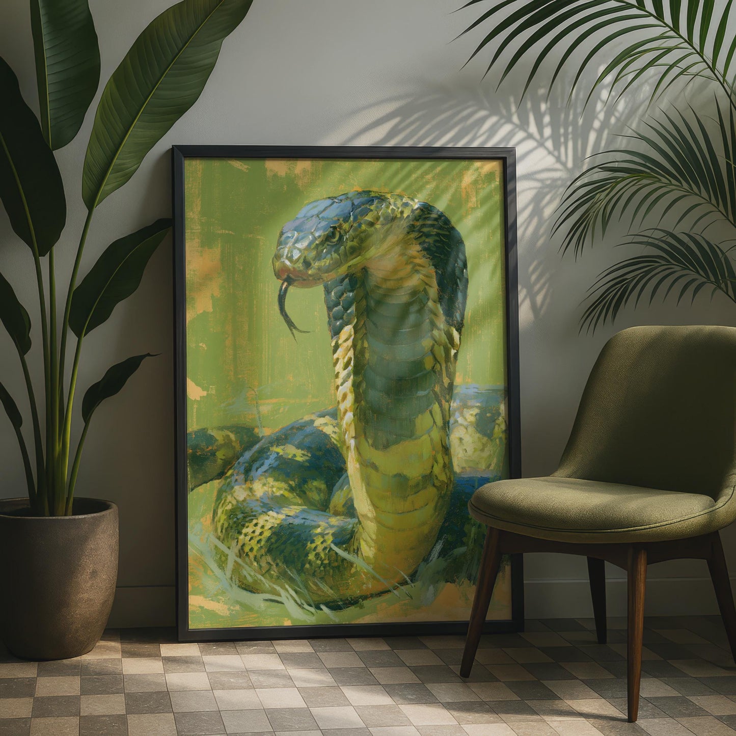 Green Snake Wall Art, Colourful Snake Print, Wildlife Decor, Fine Art Poster, Nature Lover Gift