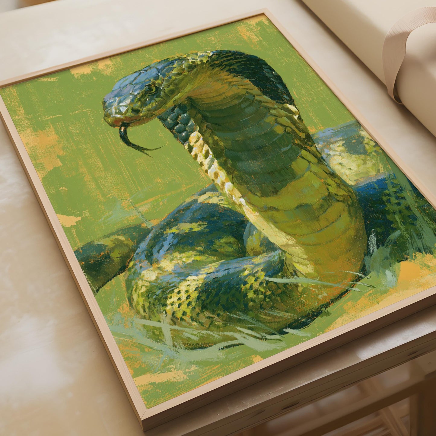 Green Snake Wall Art, Colourful Snake Print, Wildlife Decor, Fine Art Poster, Nature Lover Gift
