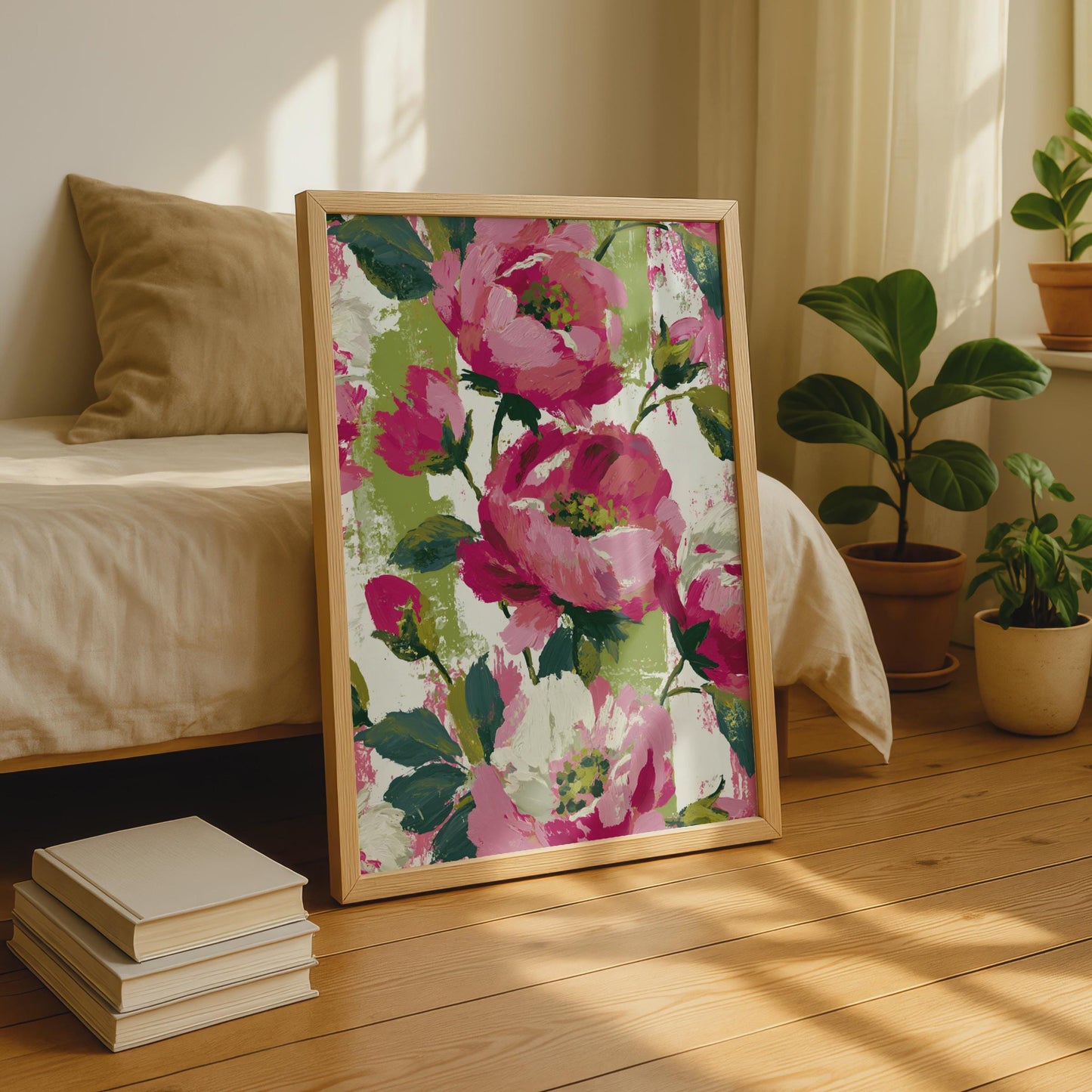 Vibrant Peony Floral Art Print, Colourful Botanical Wall Decor, Modern Flower Poster, Home Aesthetic