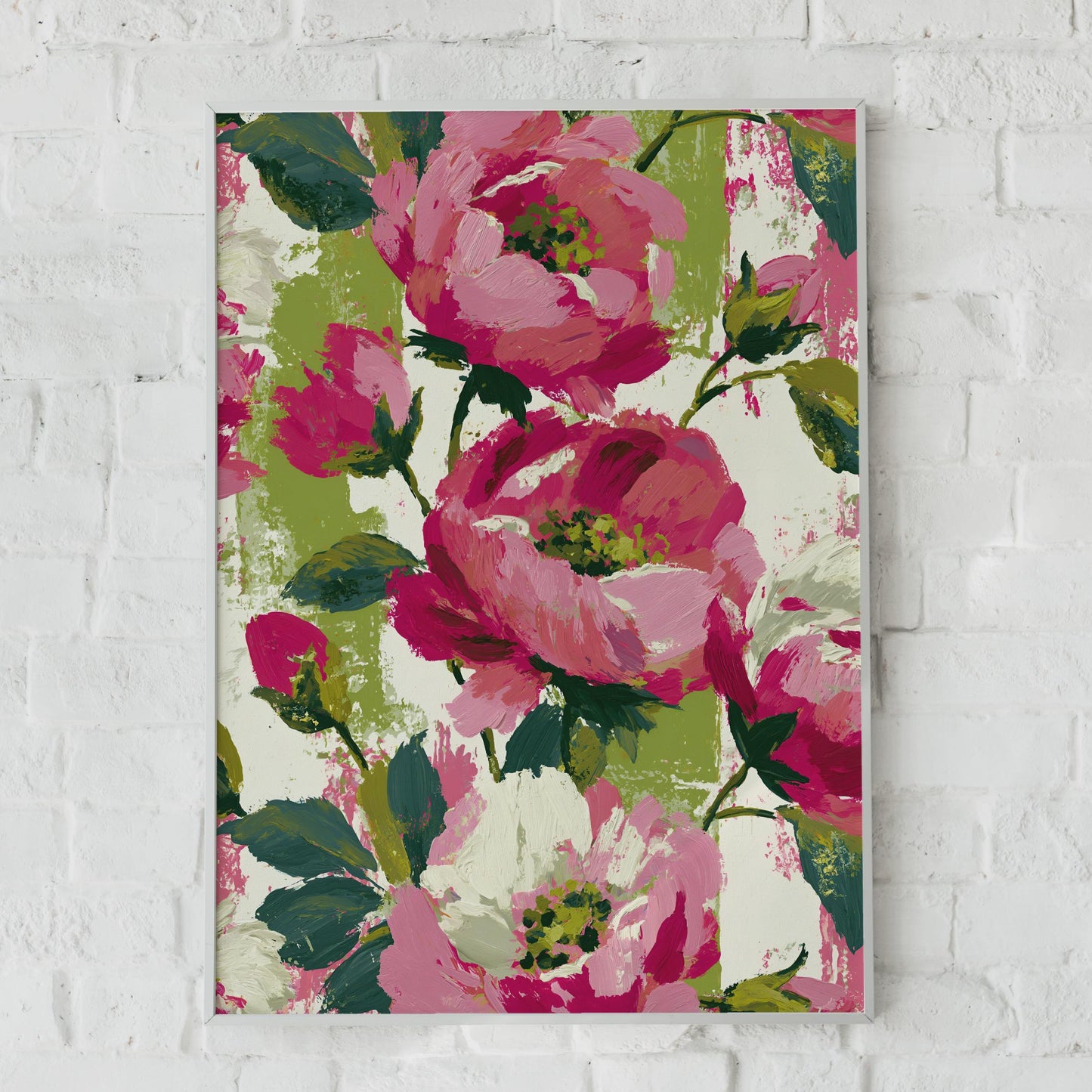 Vibrant Peony Floral Art Print, Colourful Botanical Wall Decor, Modern Flower Poster, Home Aesthetic