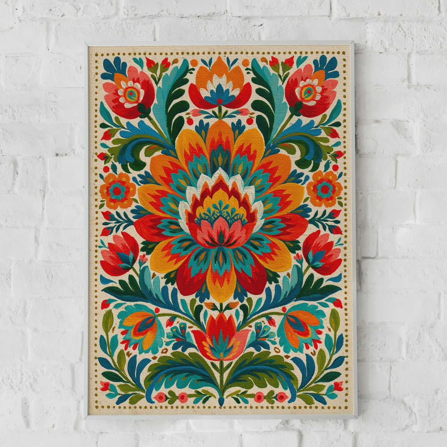 Vibrant Mexican Flower Art Print, Colourful Floral Wall Decor, Boho Home Decor, Botanical Art