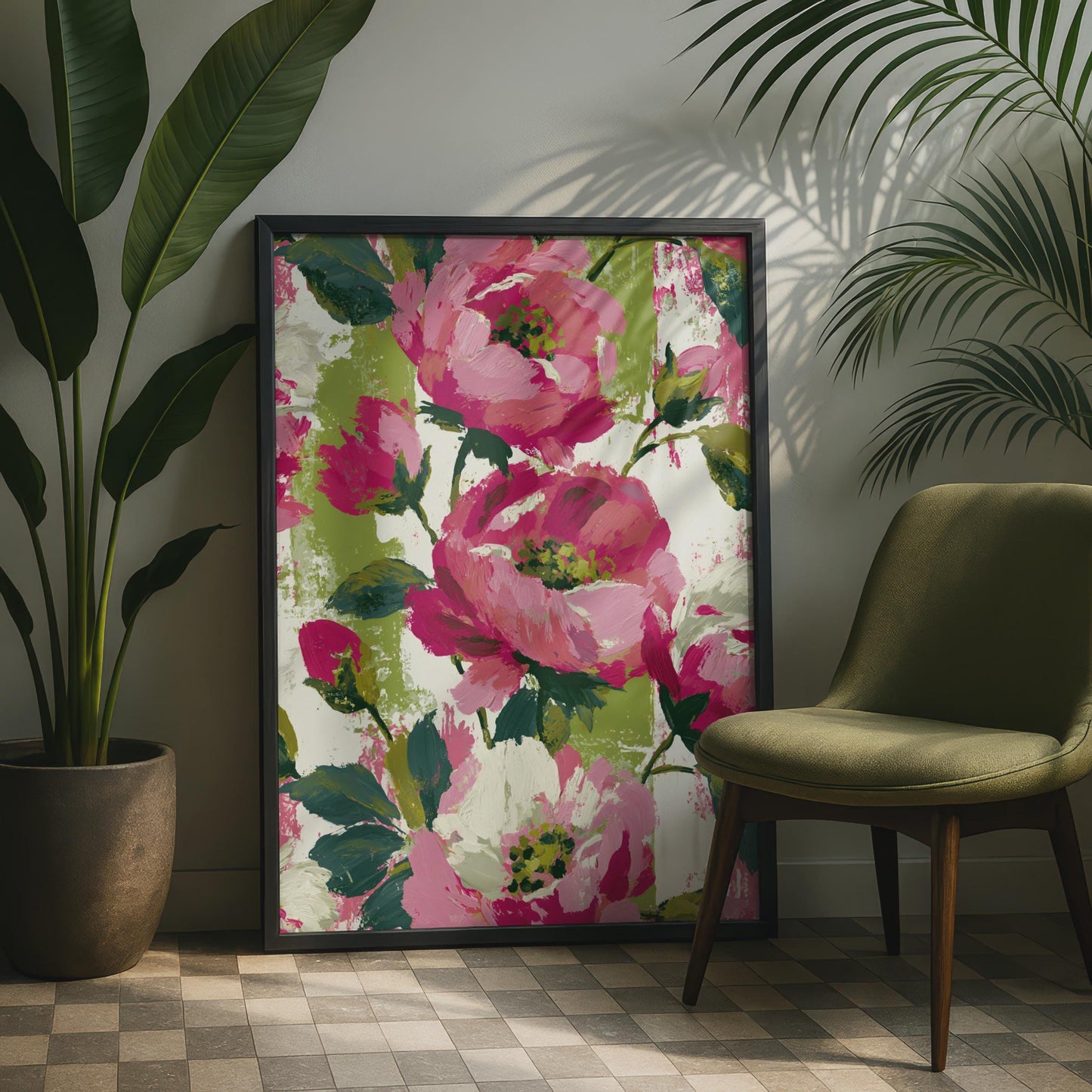 Vibrant Peony Floral Art Print, Colourful Botanical Wall Decor, Modern Flower Poster, Home Aesthetic