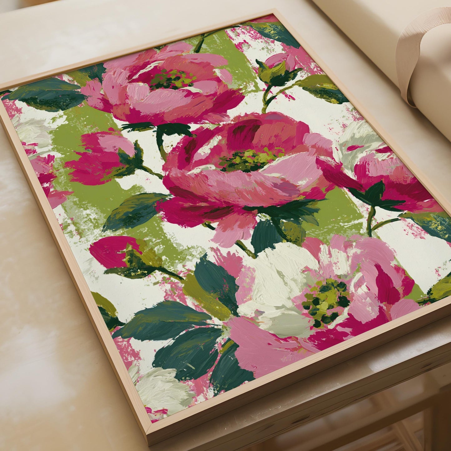 Vibrant Peony Floral Art Print, Colourful Botanical Wall Decor, Modern Flower Poster, Home Aesthetic
