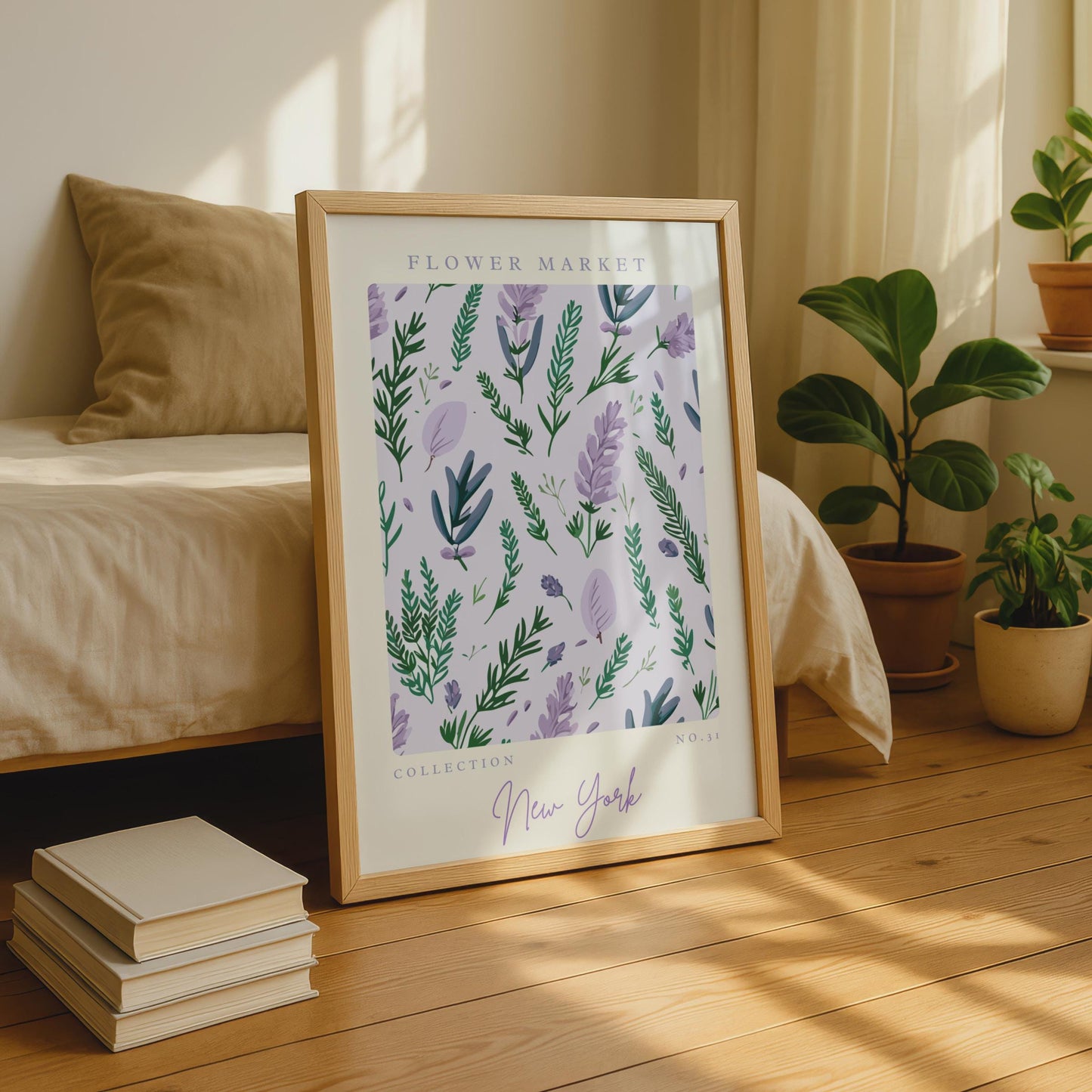 Flower Market Art Print, Lavender Floral Wall Art, Botanical Print, New York Collection, Modern