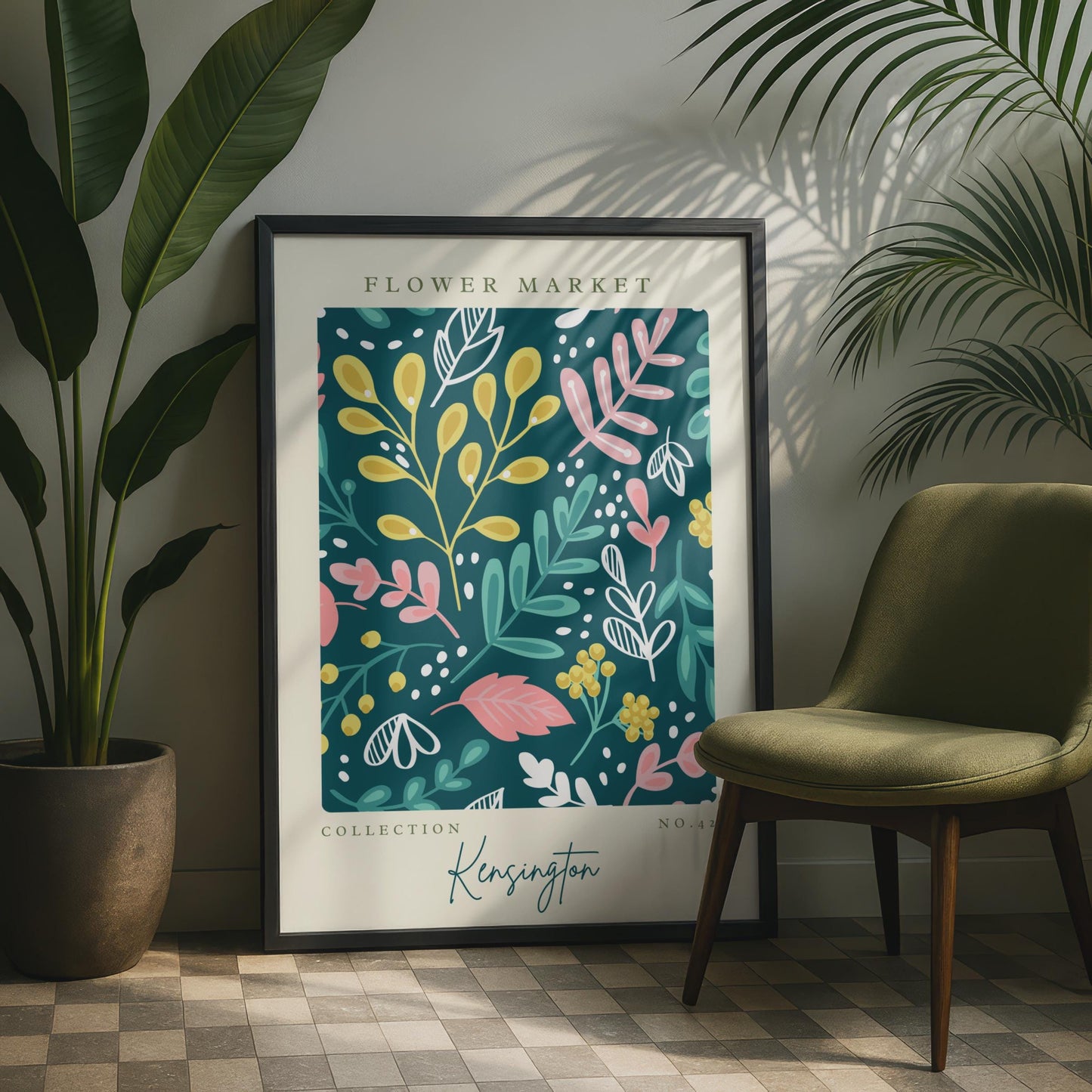 Flower Market Art Print, Botanical Wall Art, Colourful Floral Poster, Kensington Collection No. 42