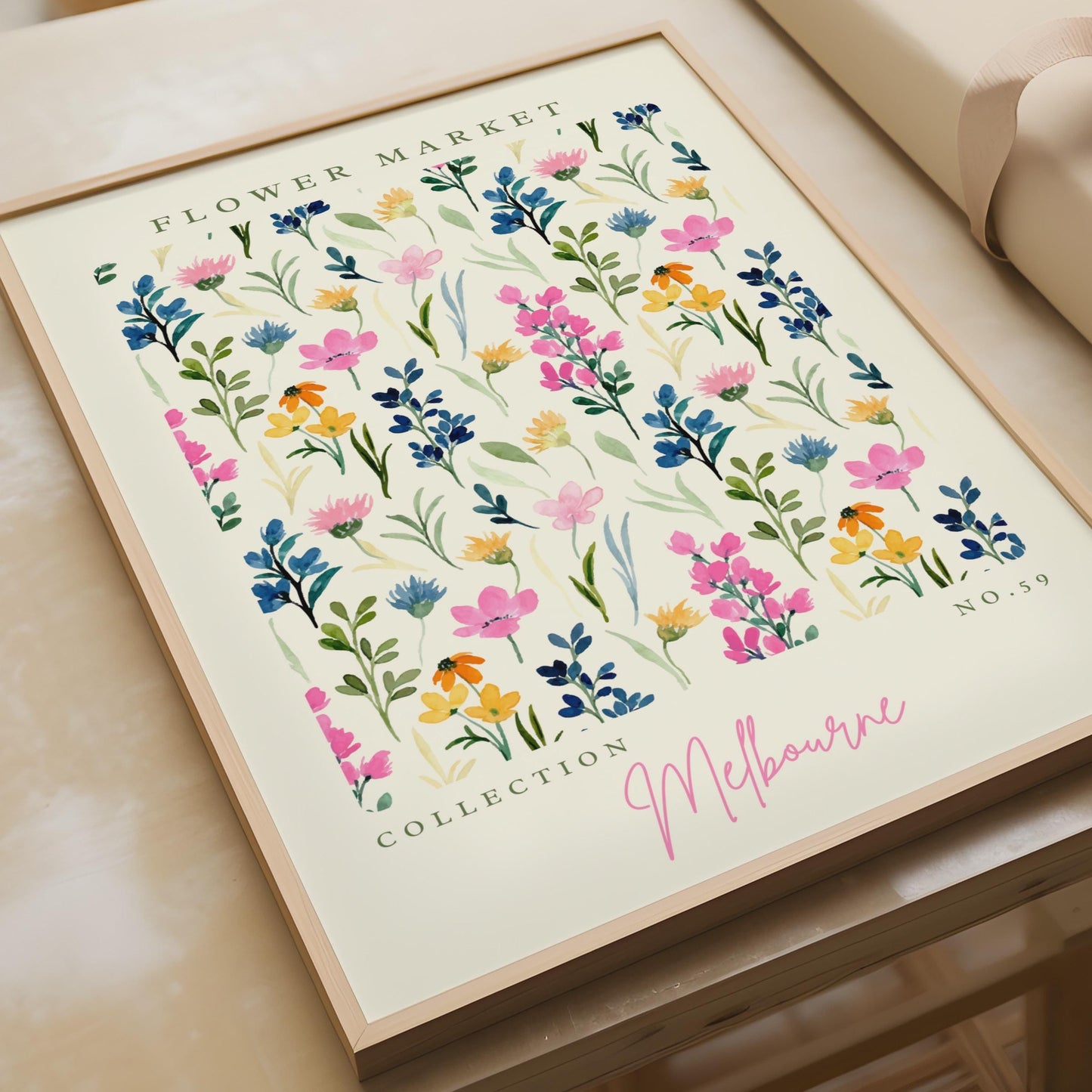Flower Market Print, Melbourne Collection No. 59, Floral Art, Watercolour Flowers Poster, Botanical