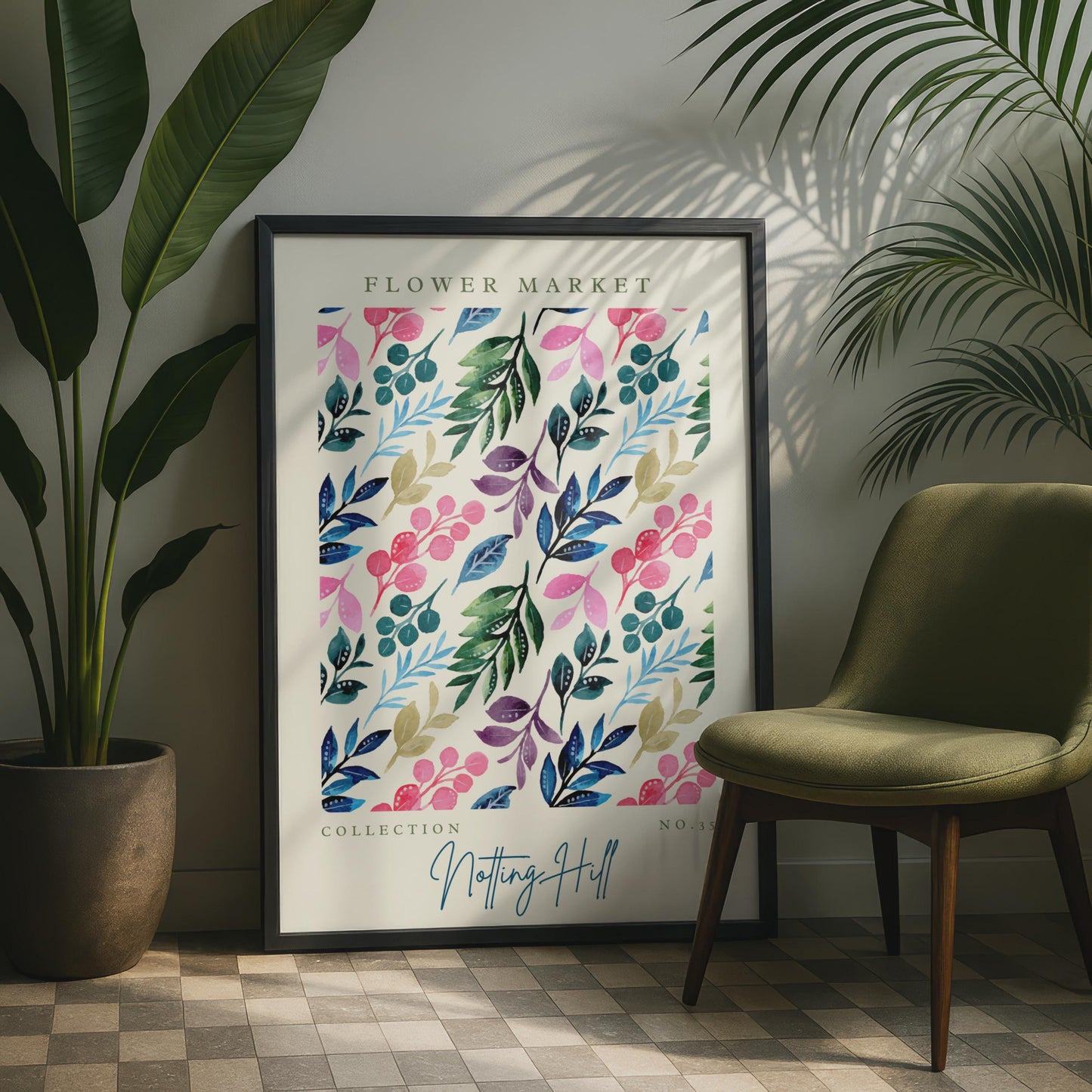 Flower Market Art Print, Notting Hill Collection No.35, Floral Wall Art, Botanical Decor, Colourful