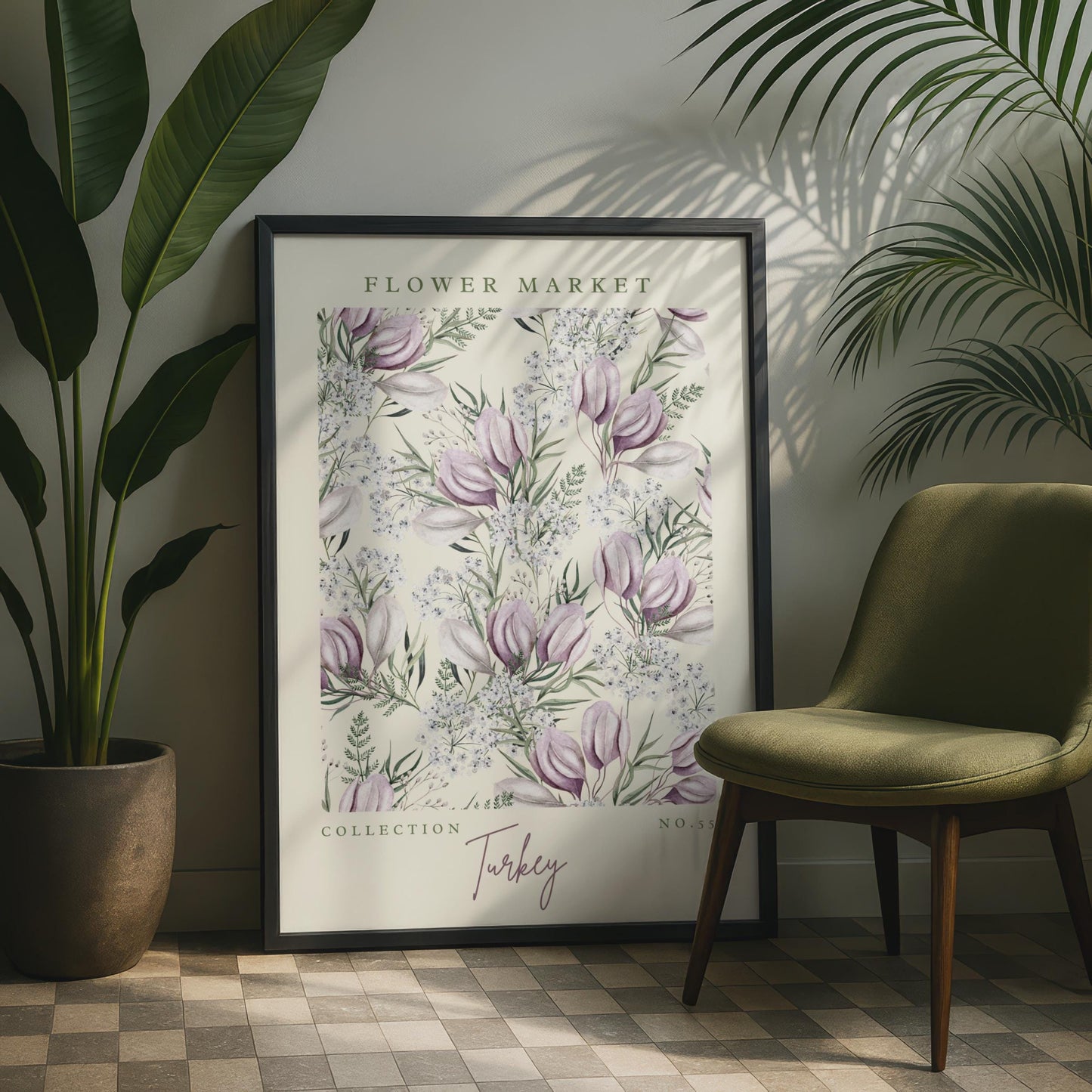 Flower Market Art Print, Turkey Floral Decor, Botanical Wall Art, Watercolour Flowers Poster