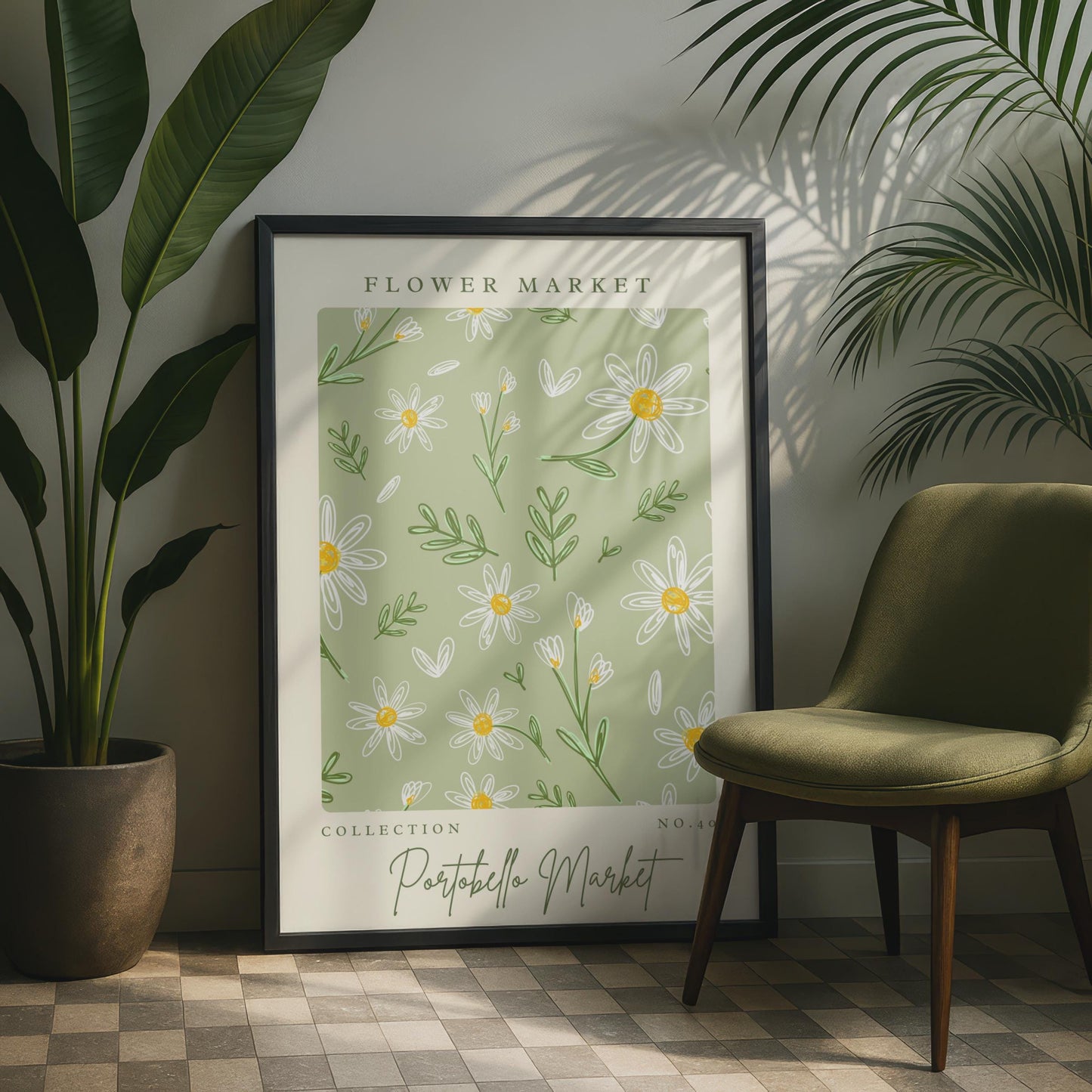 Flower Market Art Print, Portobello Market Collection, Floral Pattern Poster, Botanical Decor