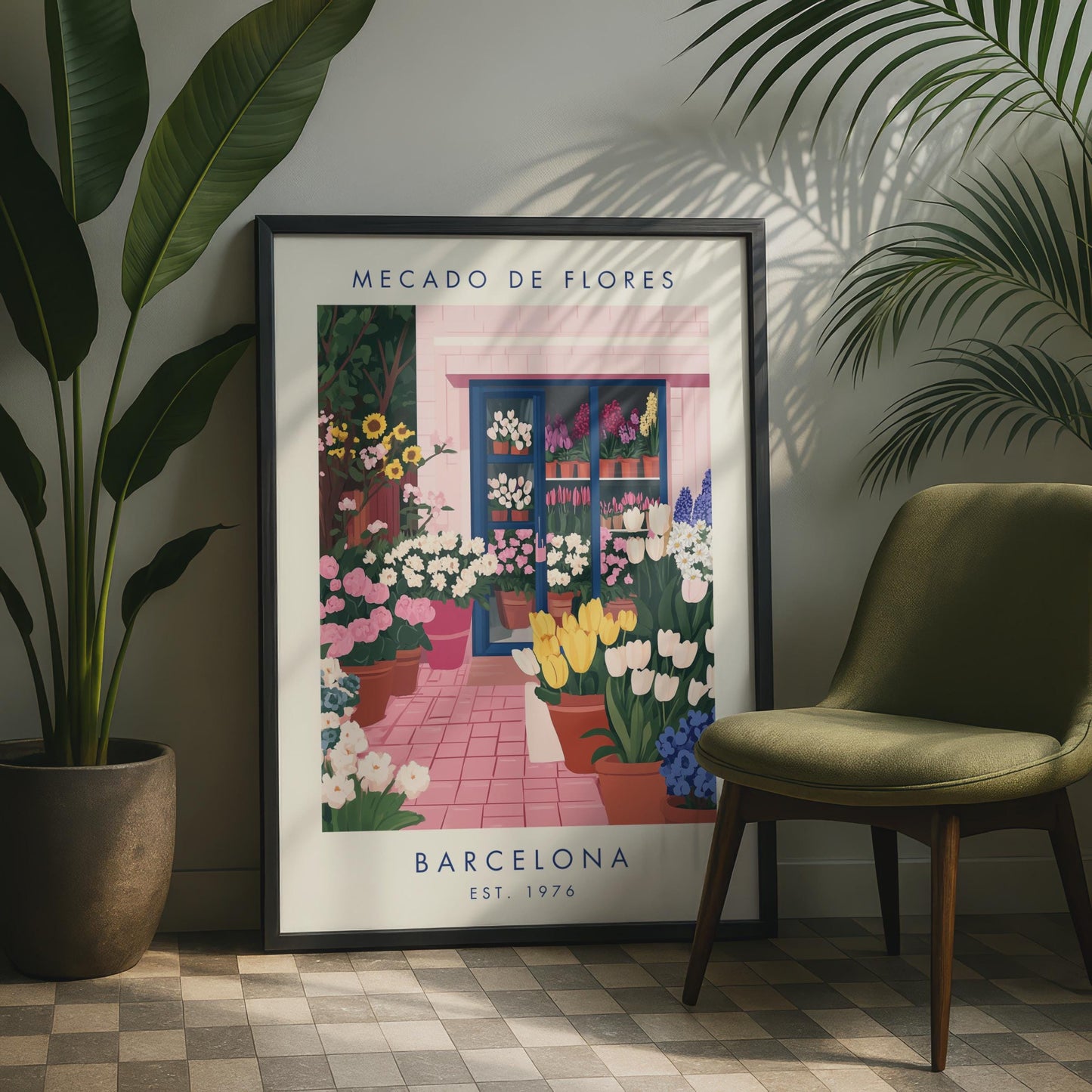 Barcelona Flower Market Print, Floral Art Poster, Mecado de Flores Wall Decor, Botanical Prints,