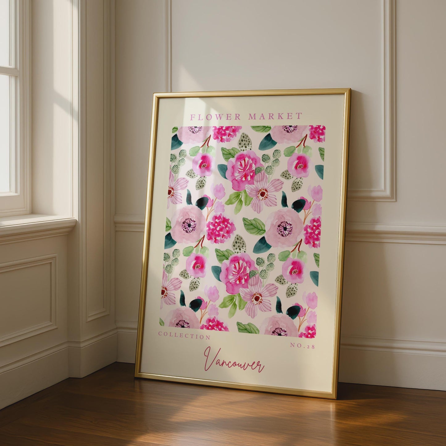 Vibrant Flower Market Art Print, Floral Wall Art, Vancouver Collection No.28, Botanical Decor, Pink