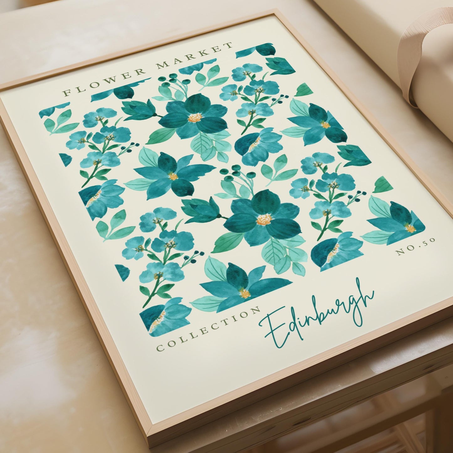 Flower Market Wall Art, Edinburgh Floral Print, Botanical Poster, Watercolour Art, Home Decor
