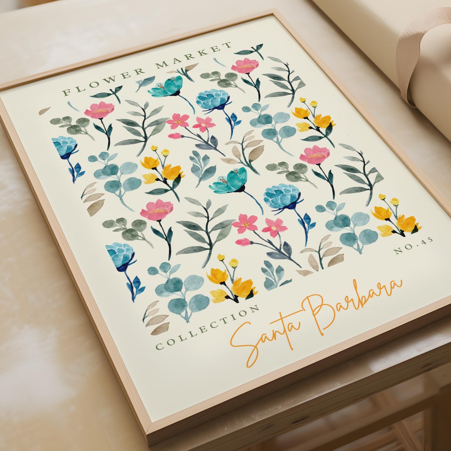 Flower Market Art Print, Santa Barbara Collection No.45, Botanical Wall Art, Floral Decor