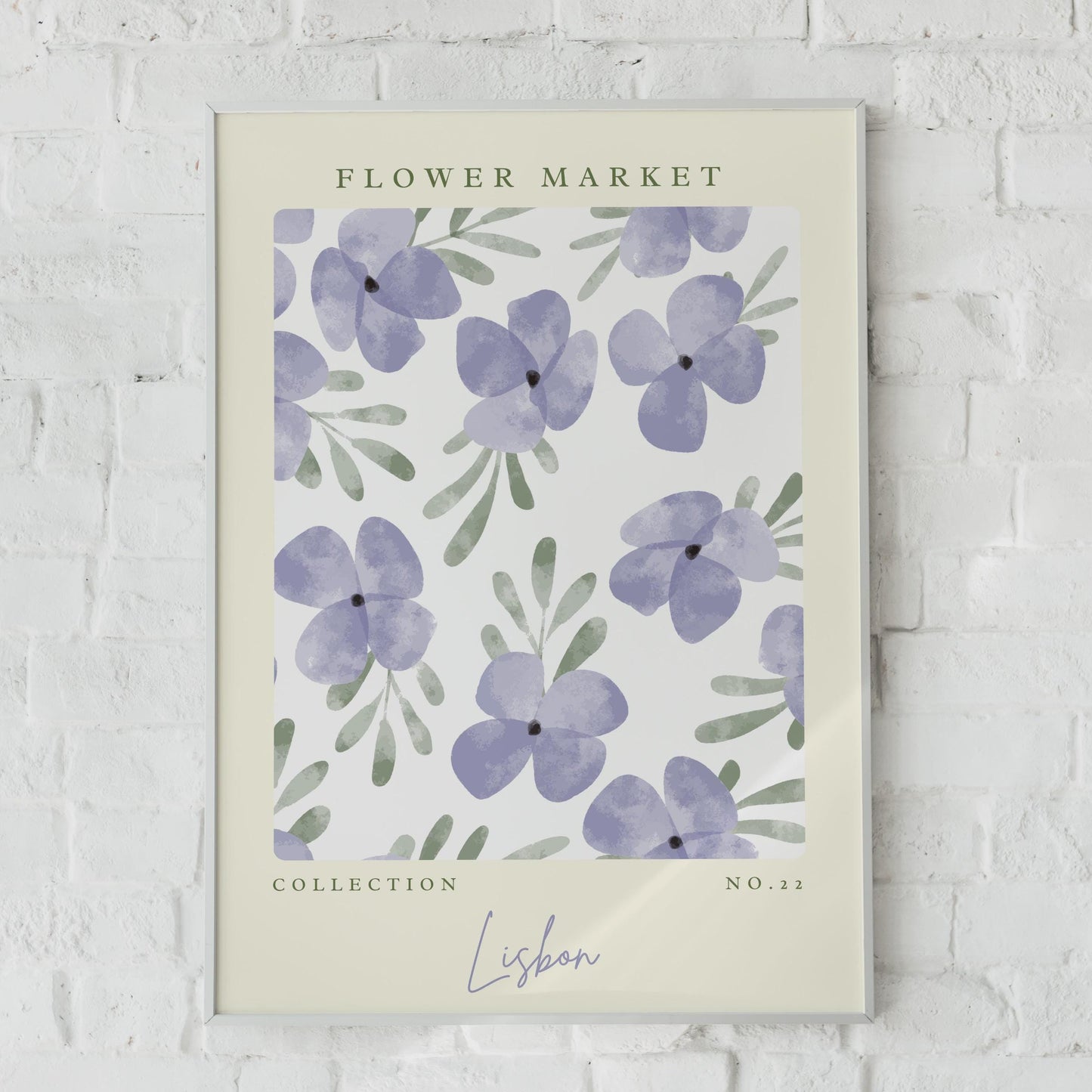 Flower Market Art Print, Botanical Wall Decor, Purple Floral Design, Lisbon Collection, Minimalist