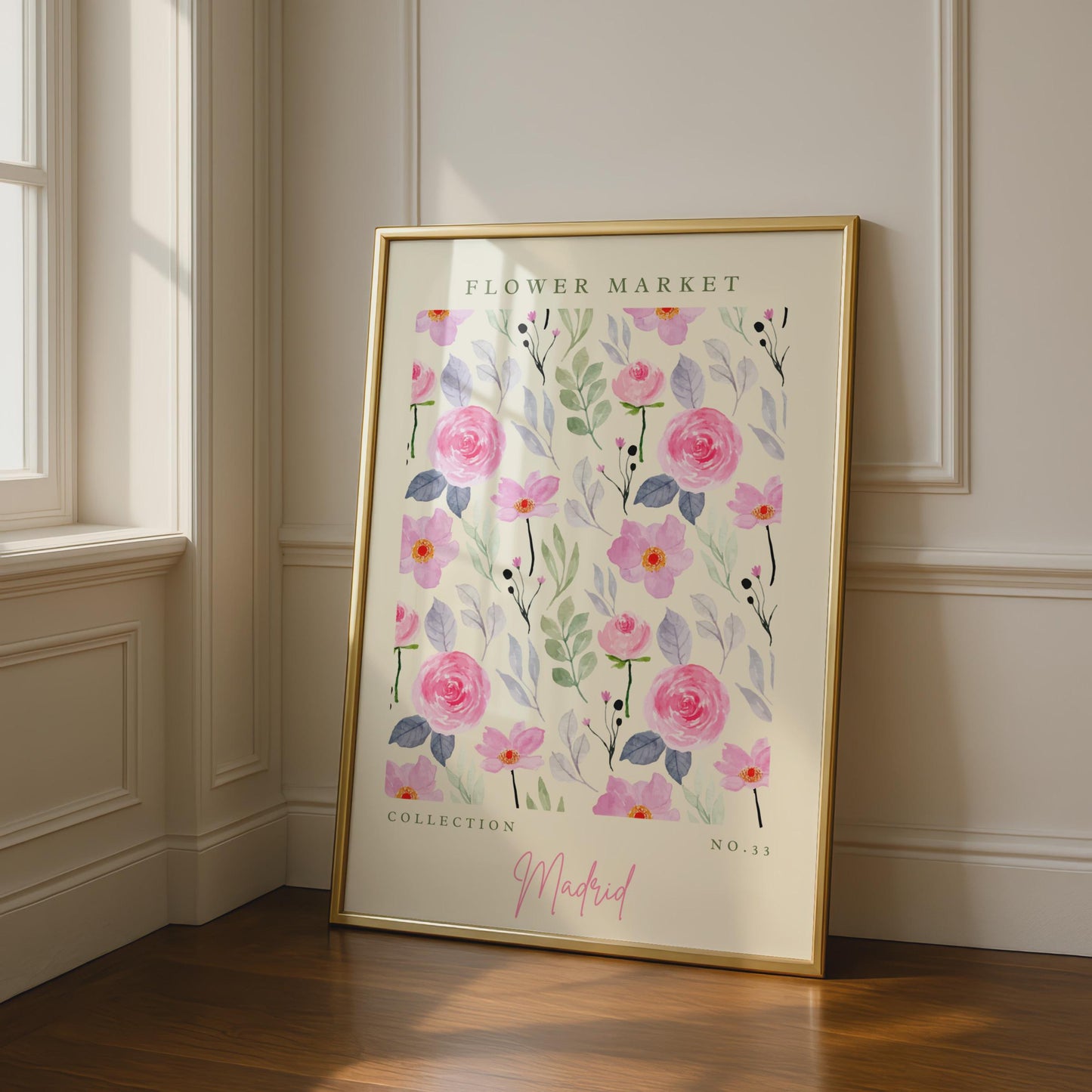 Florals of Madrid, Flower Market Wall Art, Watercolour Floral Print, Botanical Decor, Home Wall Art