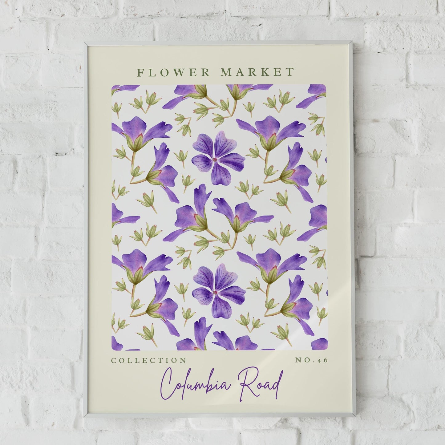 Columbia Road Flower Market Art Print, Purple Floral Wall Art, Botanical Illustration, Home Decor