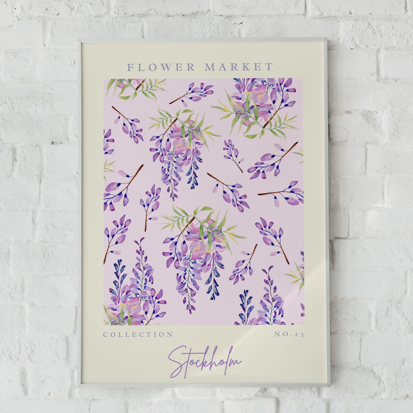 Floral Wall Art Print, Flower Market Design, Watercolour Poster, Botanical Decor, Stockholm