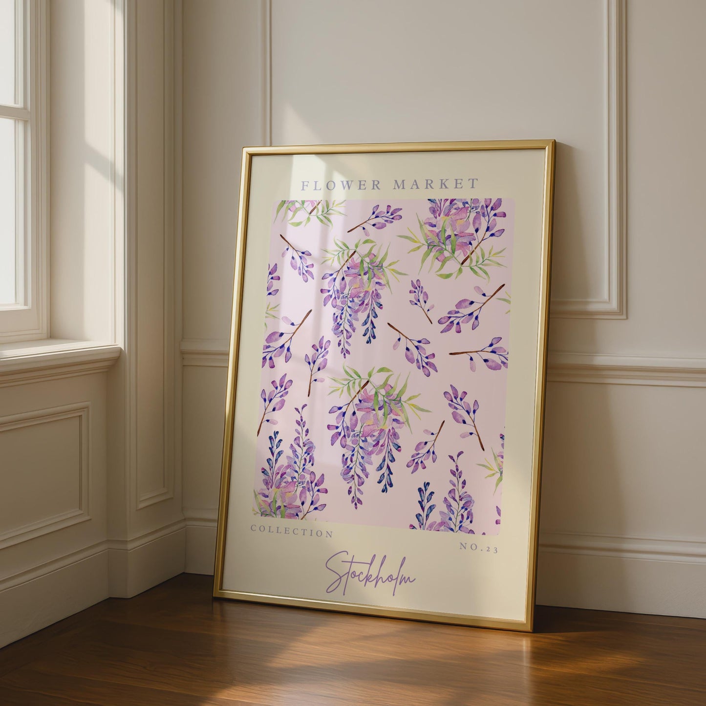 Floral Wall Art Print, Flower Market Design, Watercolour Poster, Botanical Decor, Stockholm