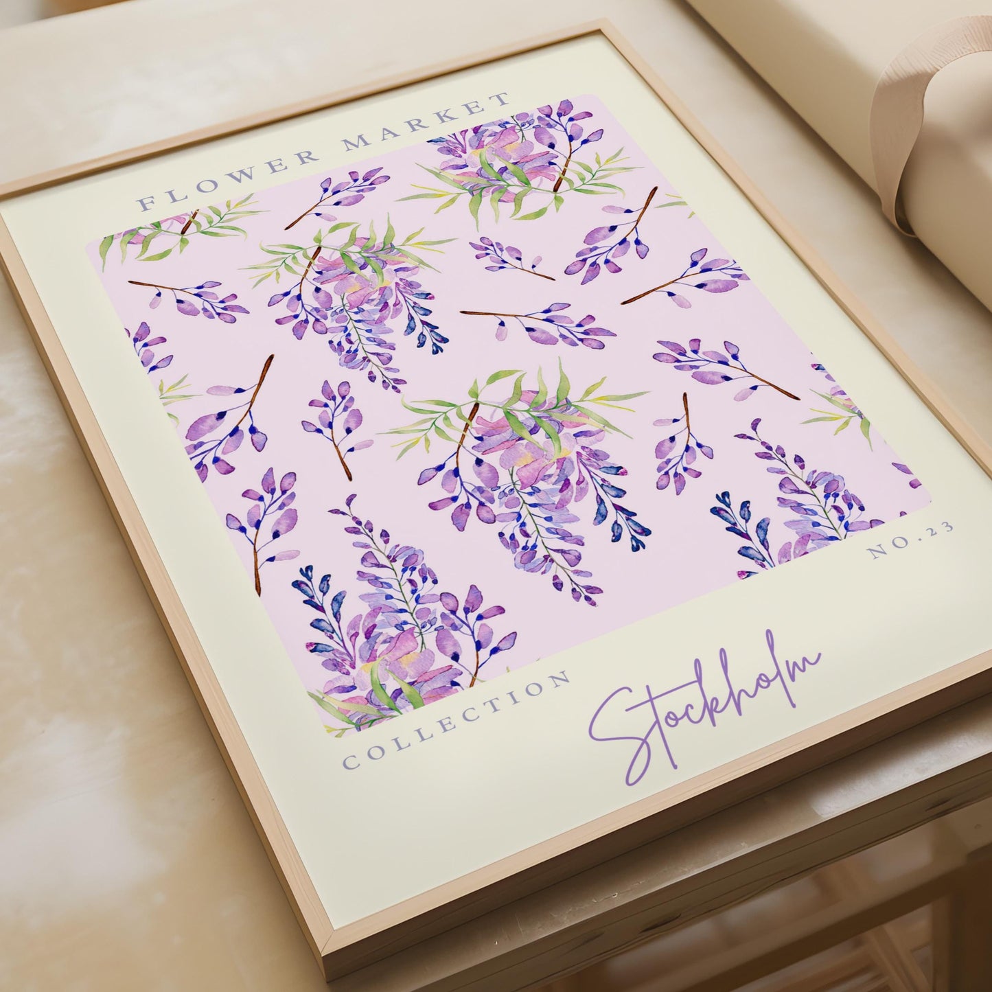 Floral Wall Art Print, Flower Market Design, Watercolour Poster, Botanical Decor, Stockholm
