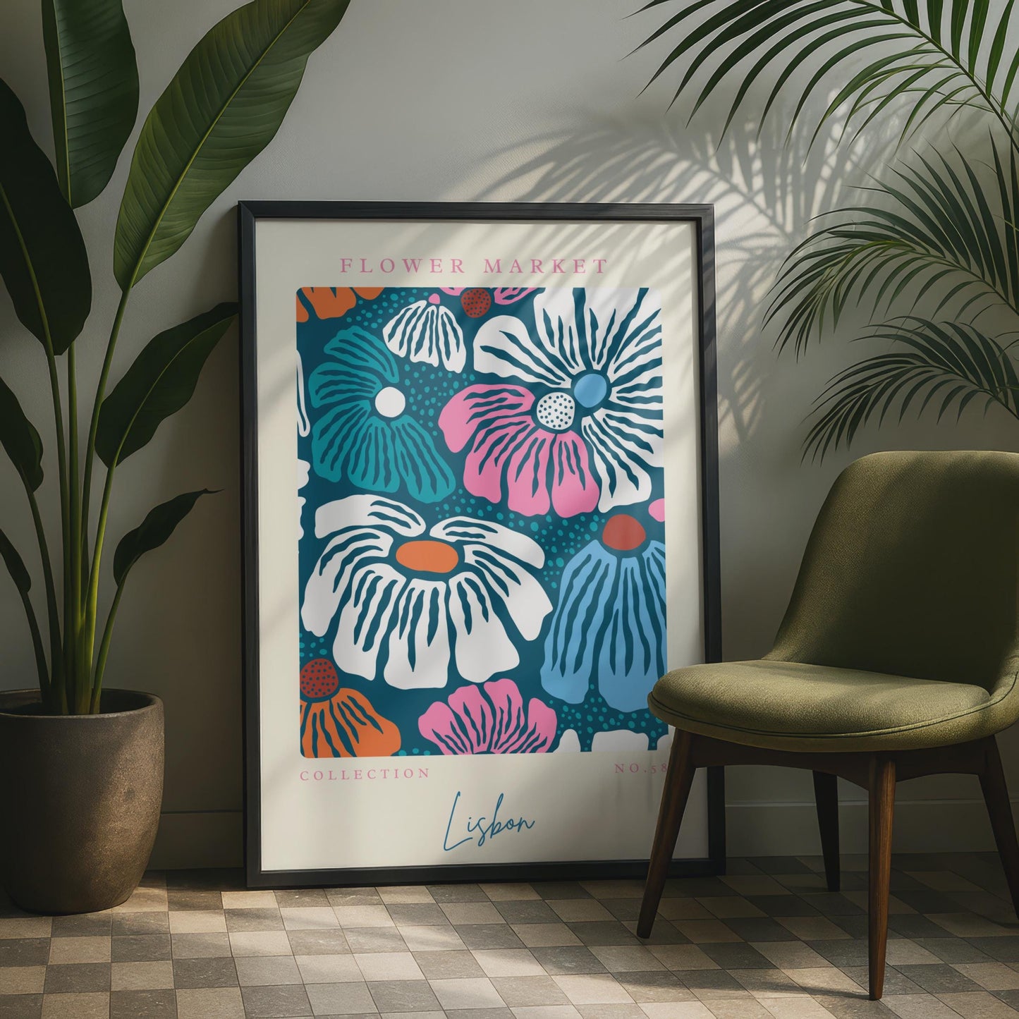 Flower Market Print, Floral Wall Art, Lisbon Collection No.58, Vibrant Home Decor, Colourful