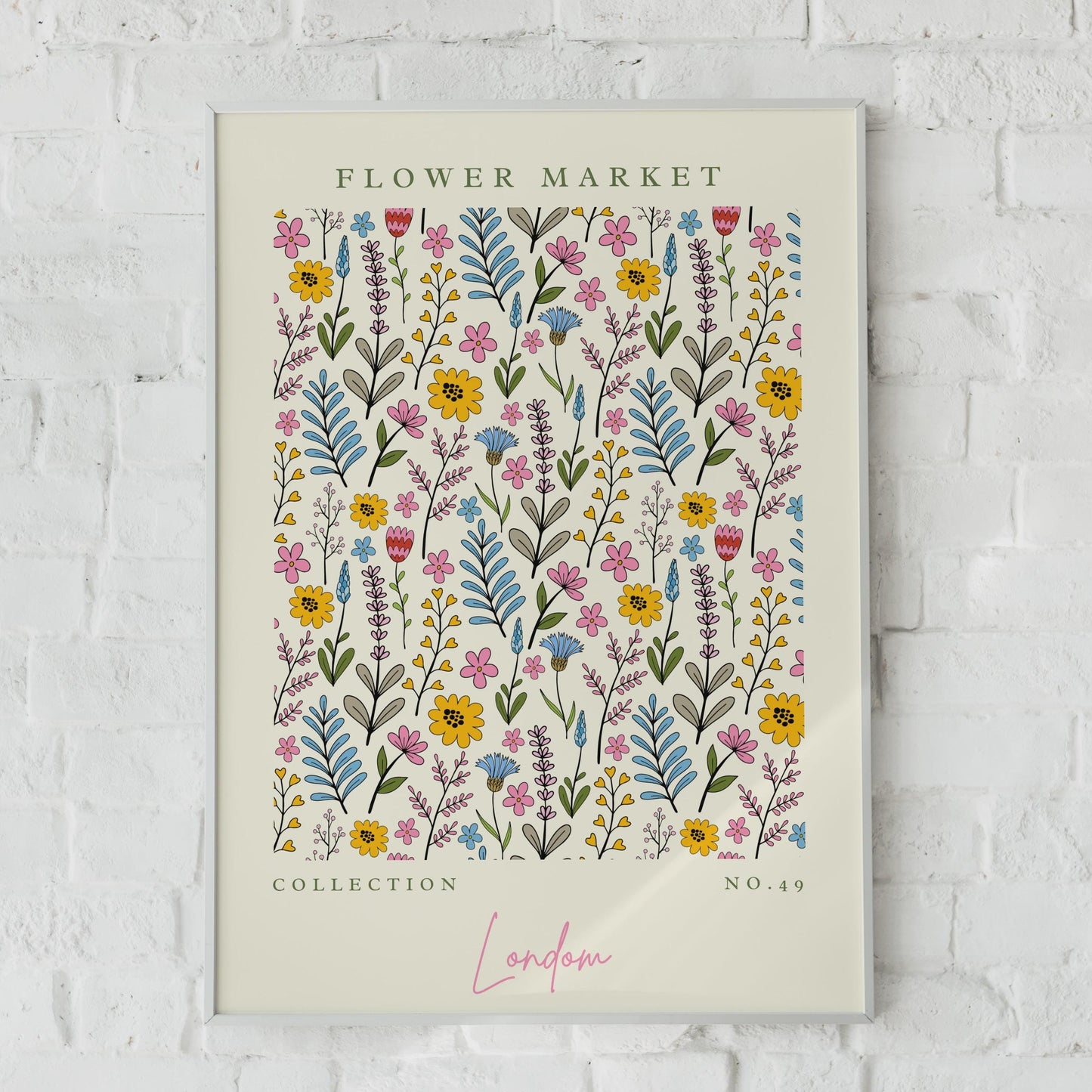Flower Market Art Print, Floral Wall Art, London Floral Collection, Colourful Botanical Poster,