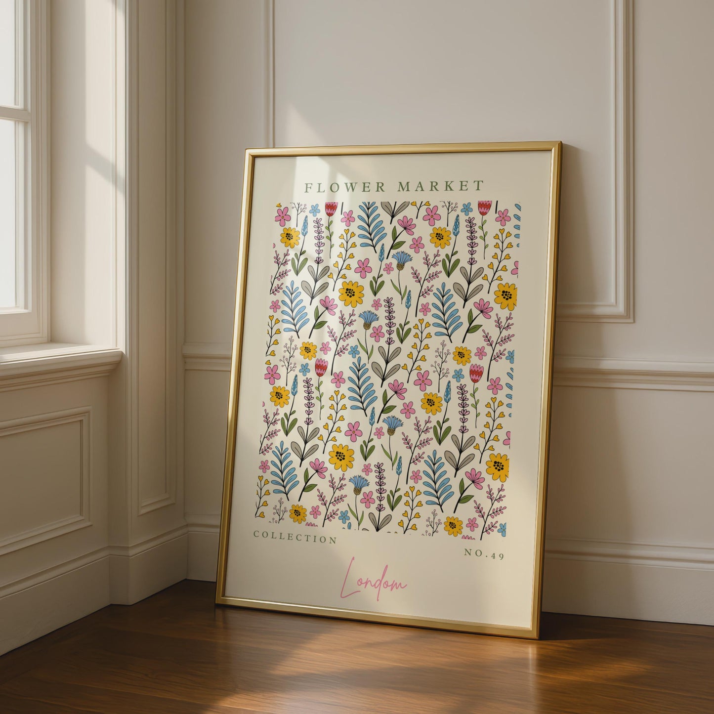 Flower Market Art Print, Floral Wall Art, London Floral Collection, Colourful Botanical Poster,