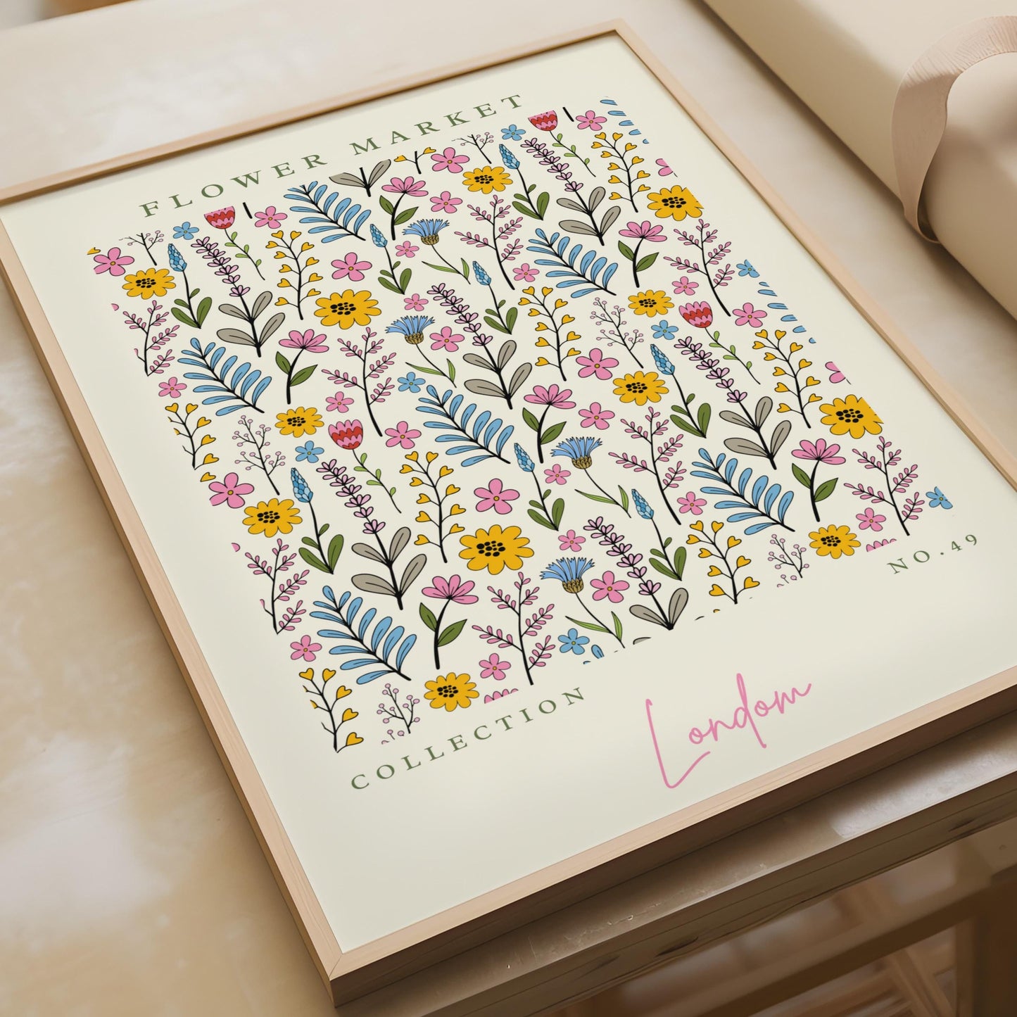 Flower Market Art Print, Floral Wall Art, London Floral Collection, Colourful Botanical Poster,