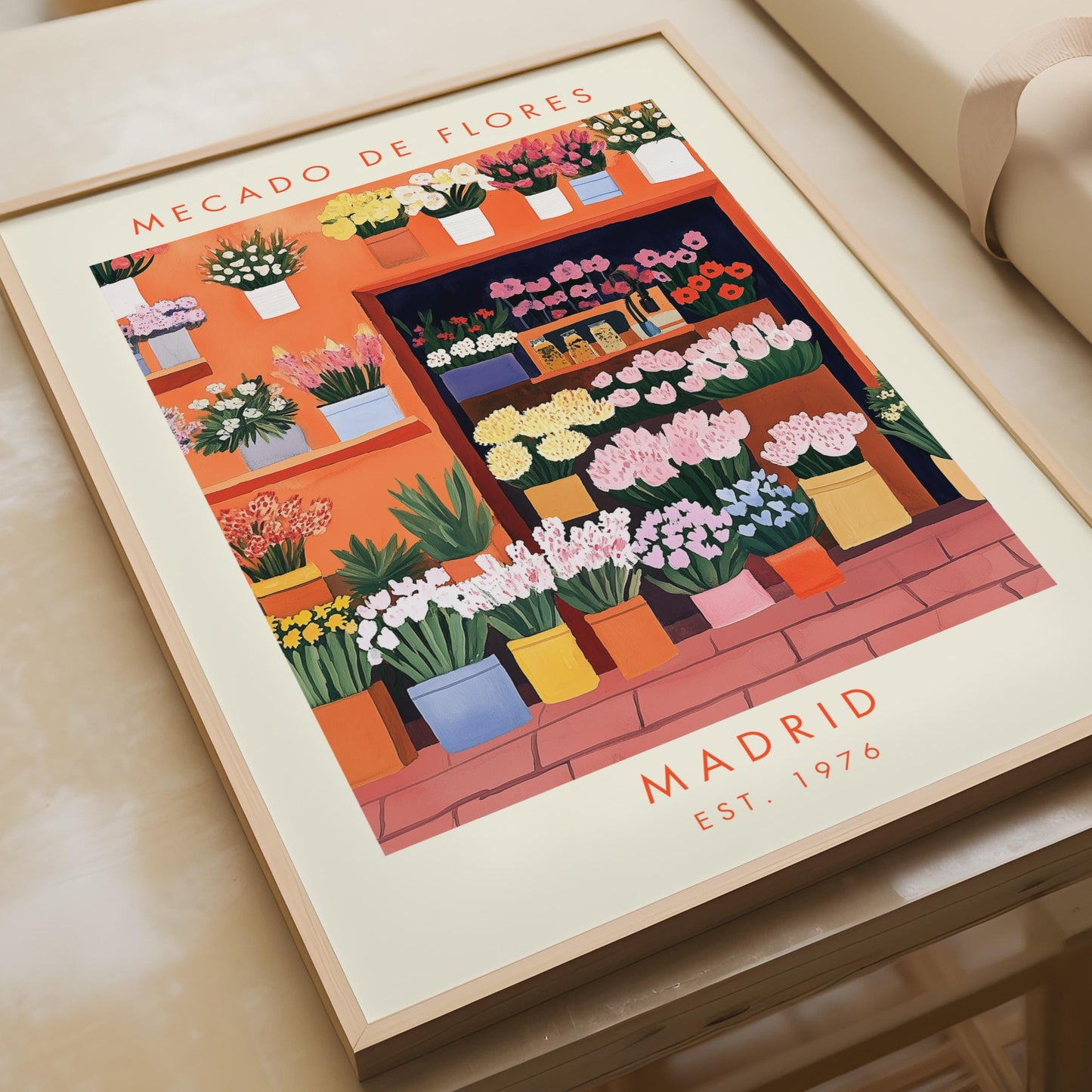 Mecado de Flores, Colourful Flower Market Art Print, Madrid Wall Art, Floral Home Decor
