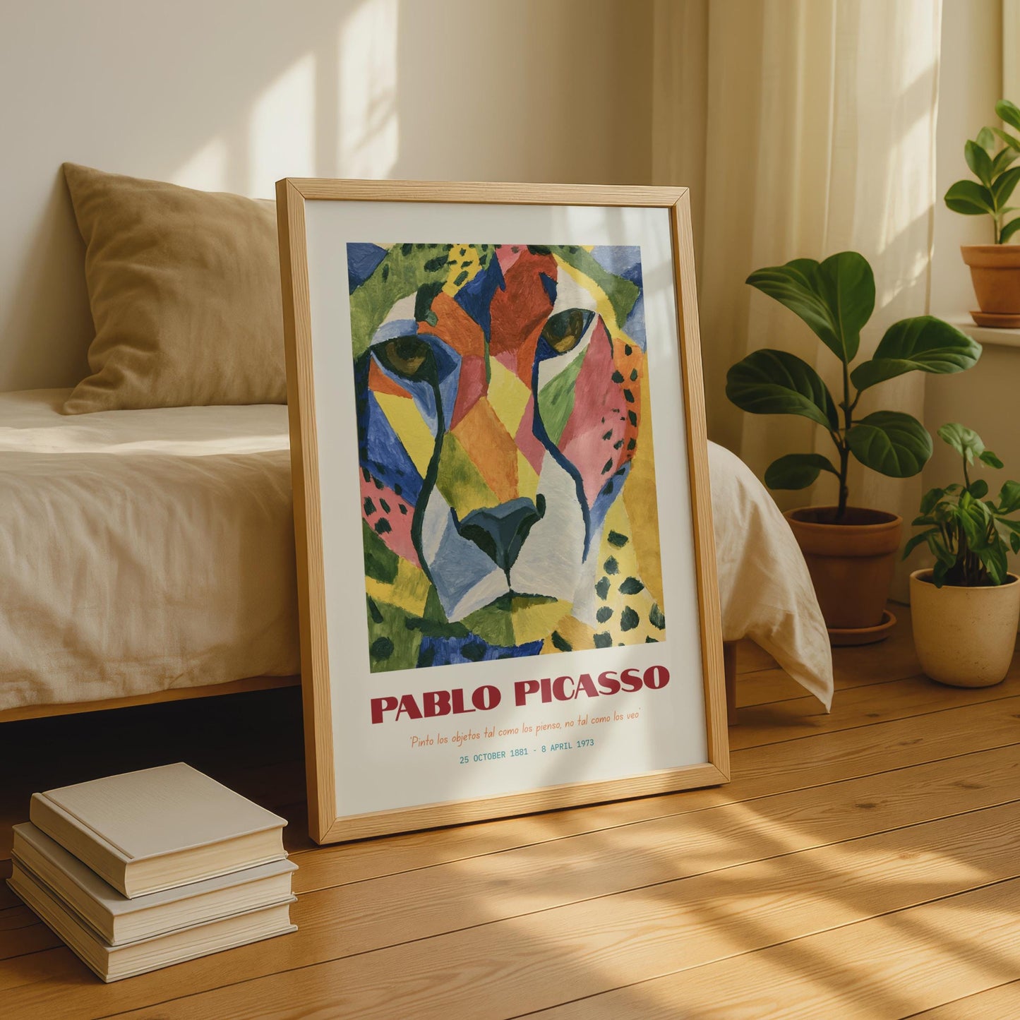 Pablo Picasso Inspired Art Print, Colourful Leopard Portrait, Modern Wall Art, Animal Decor,