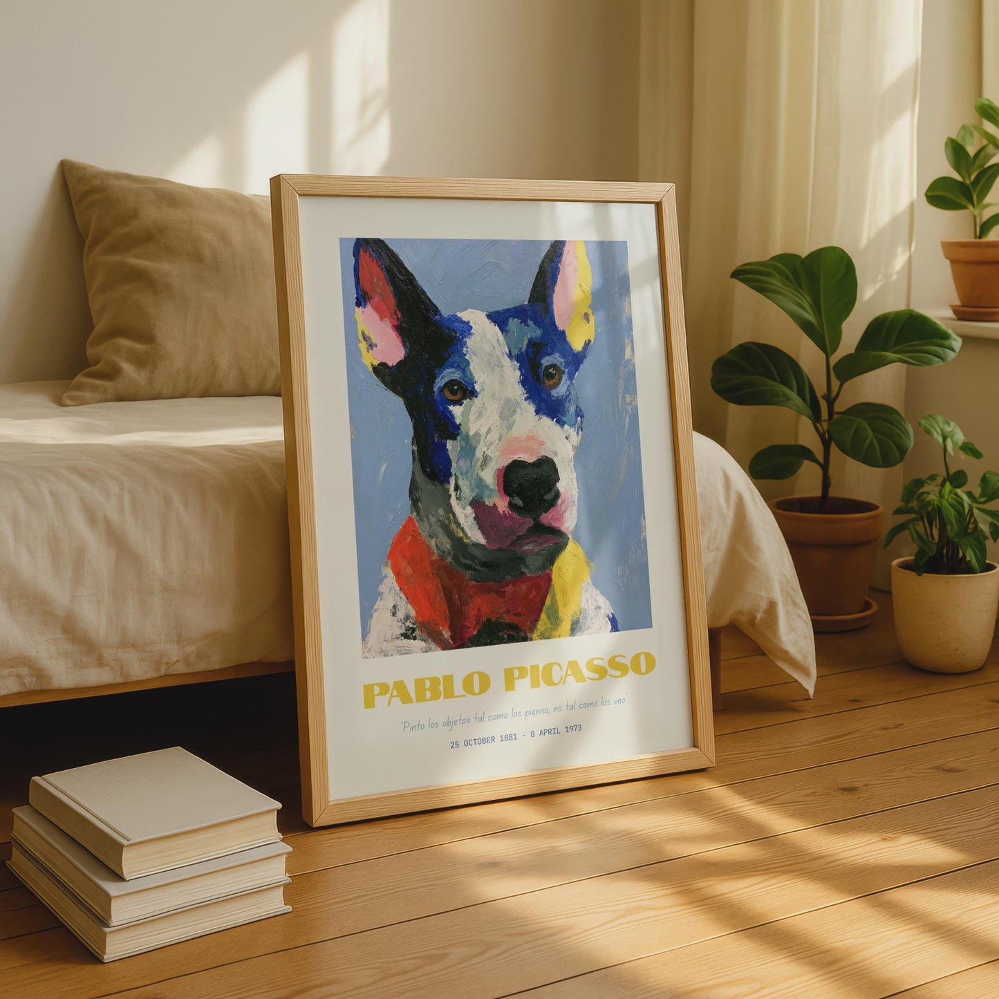Pablo Picasso Dog Portrait, Colourful Bull Terrier Print, Modern Wall Art, Pet Lover Decor, Gift