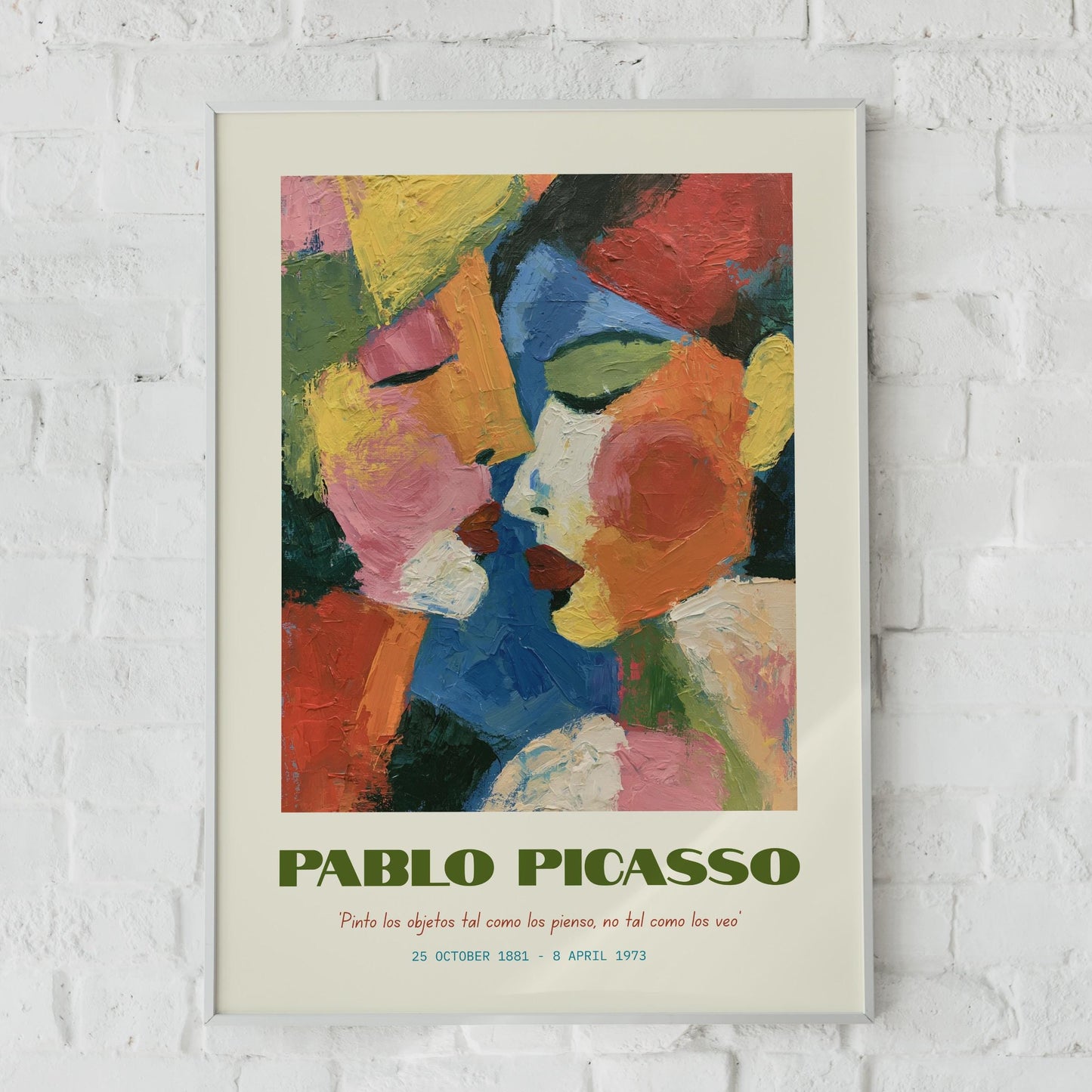 Pablo Picasso Colourful Kiss Print, Abstract Wall Art, Modern Home Decor, Love Poster, Gift for Art