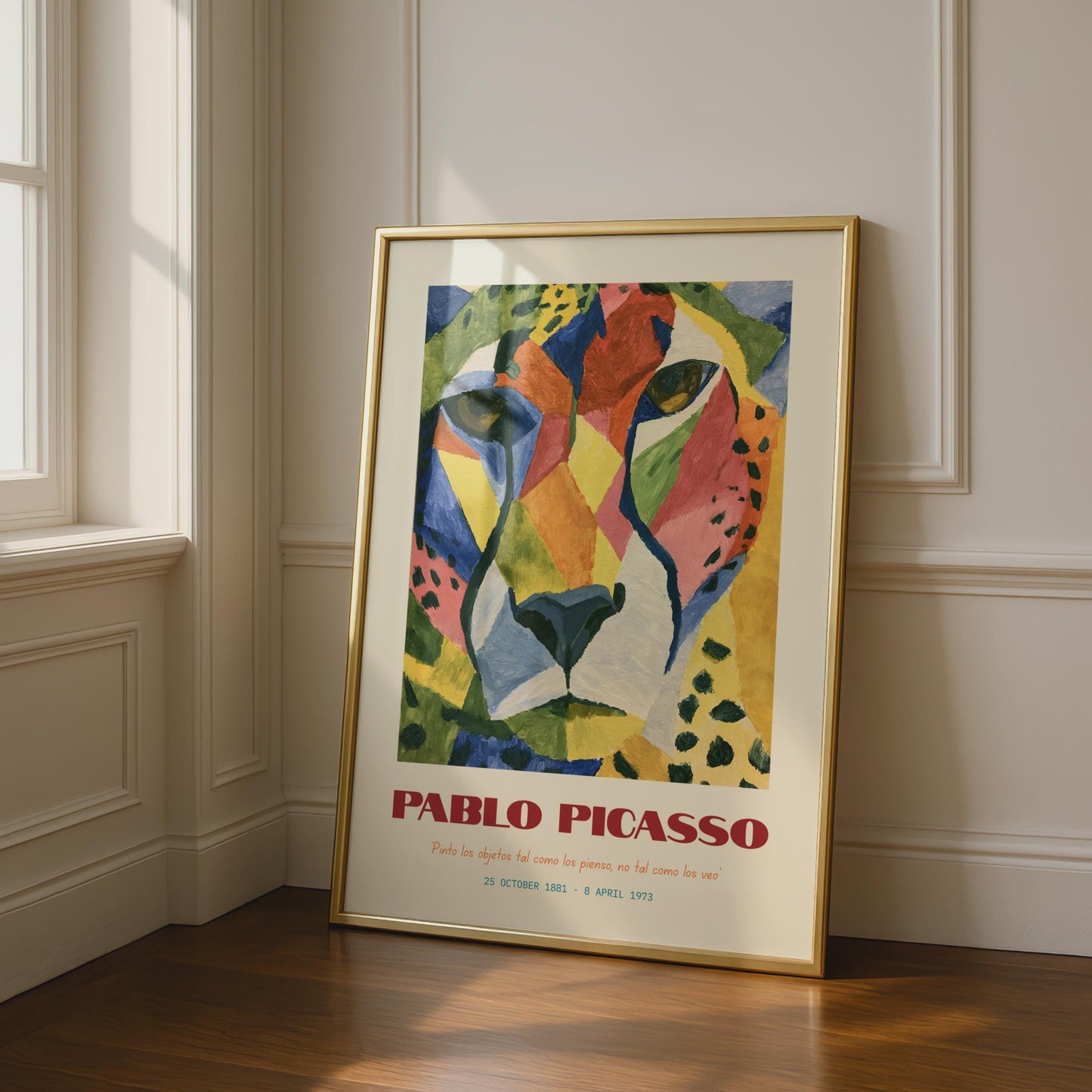 Pablo Picasso Inspired Art Print, Colourful Leopard Portrait, Modern Wall Art, Animal Decor,