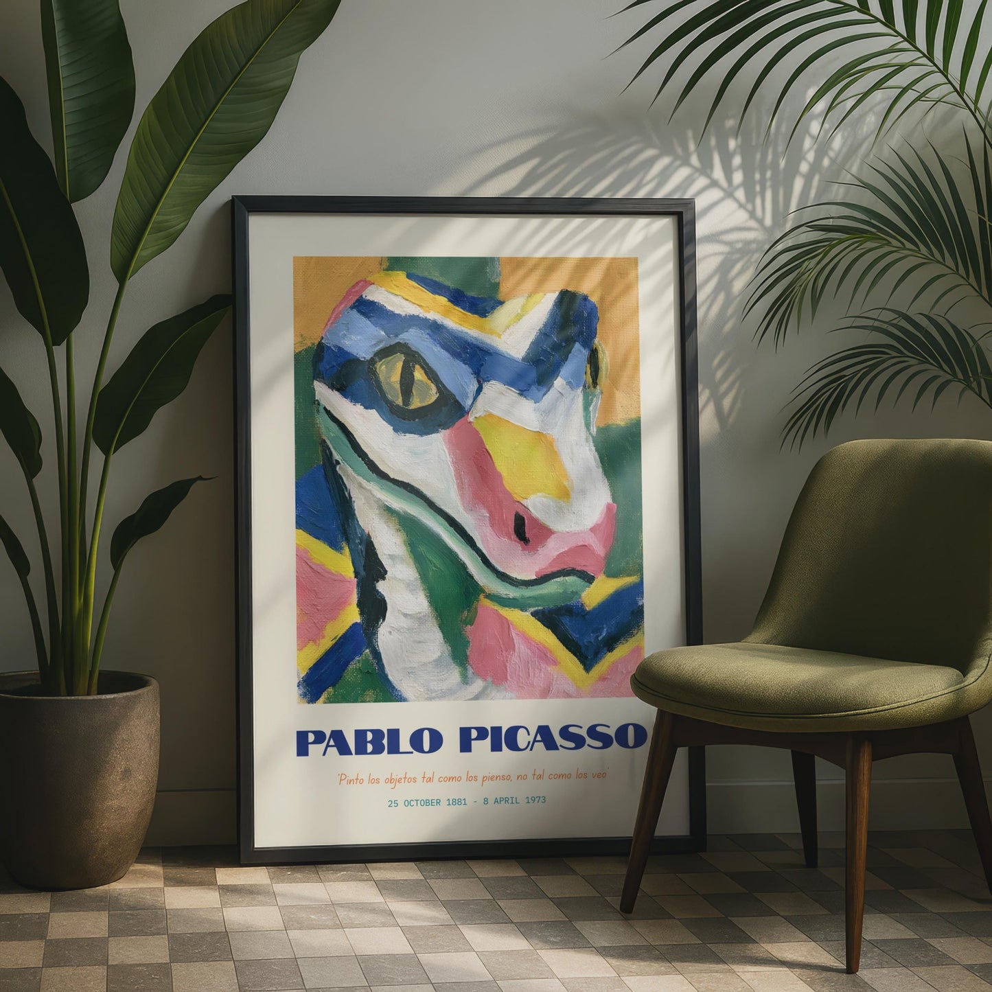 Vibrant Pablo Picasso Art Print, Colourful Portrait, Modern Wall Decor, Quirky Animal Illustration