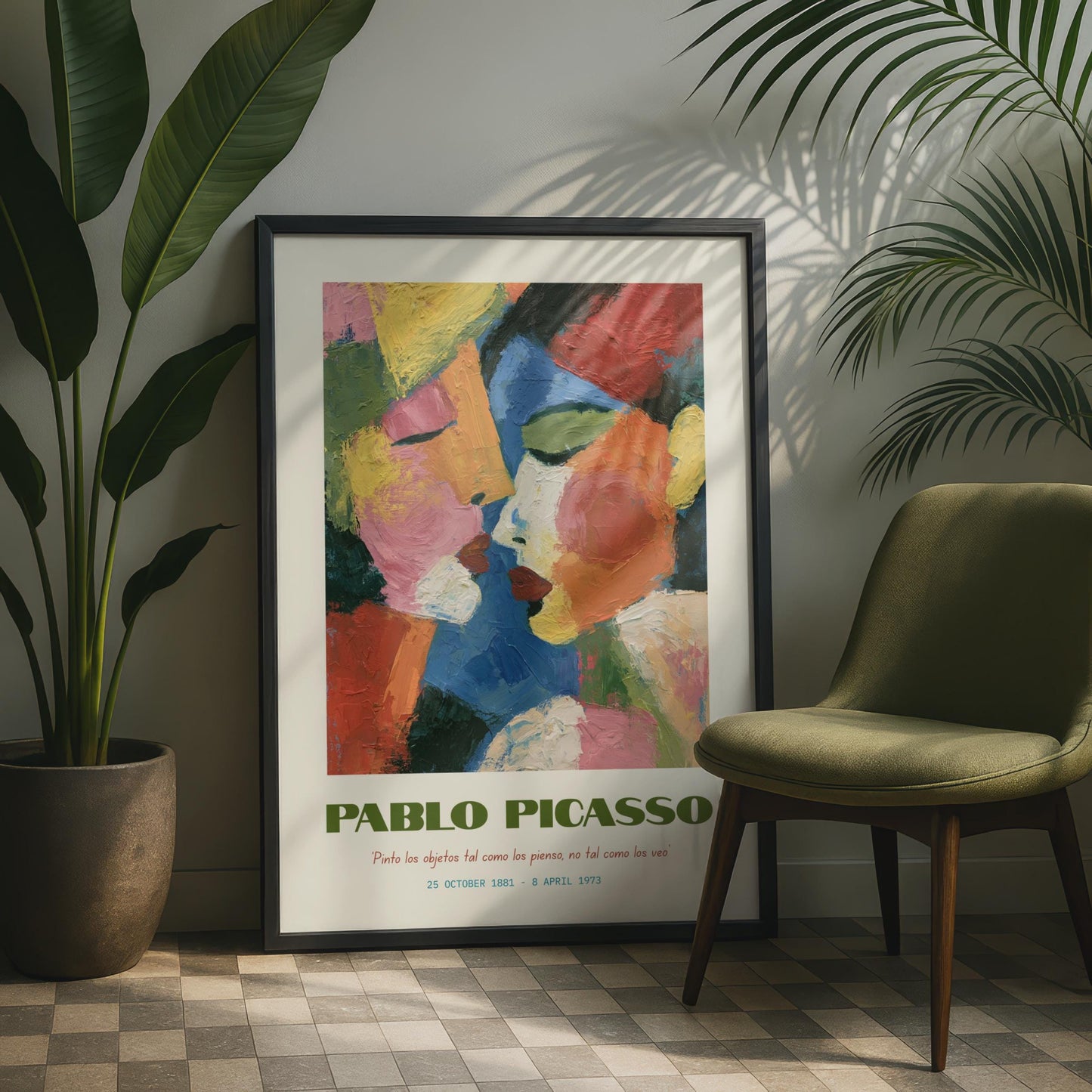 Pablo Picasso Colourful Kiss Print, Abstract Wall Art, Modern Home Decor, Love Poster, Gift for Art