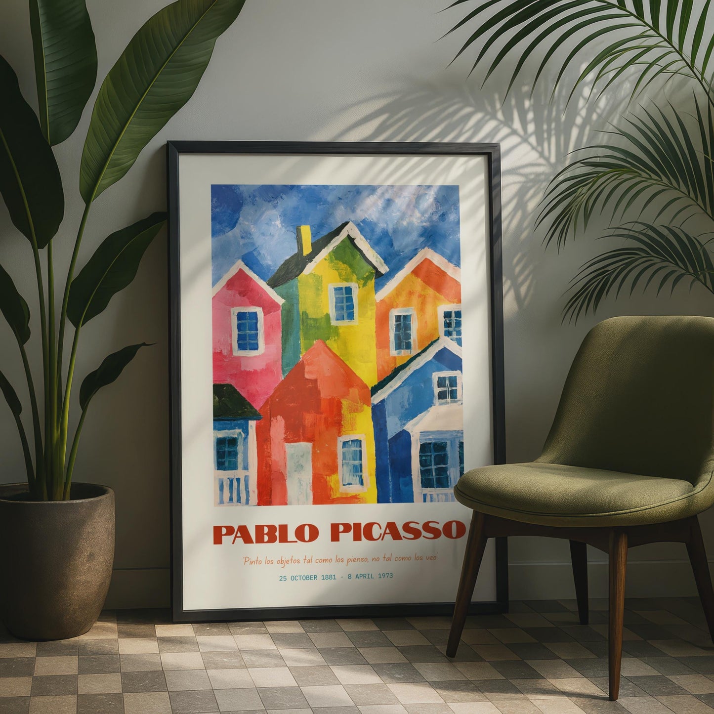Pablo Picasso Colourful House Art Print, Abstract Wall Decor, Vibrant Home Artwork, 20th Century