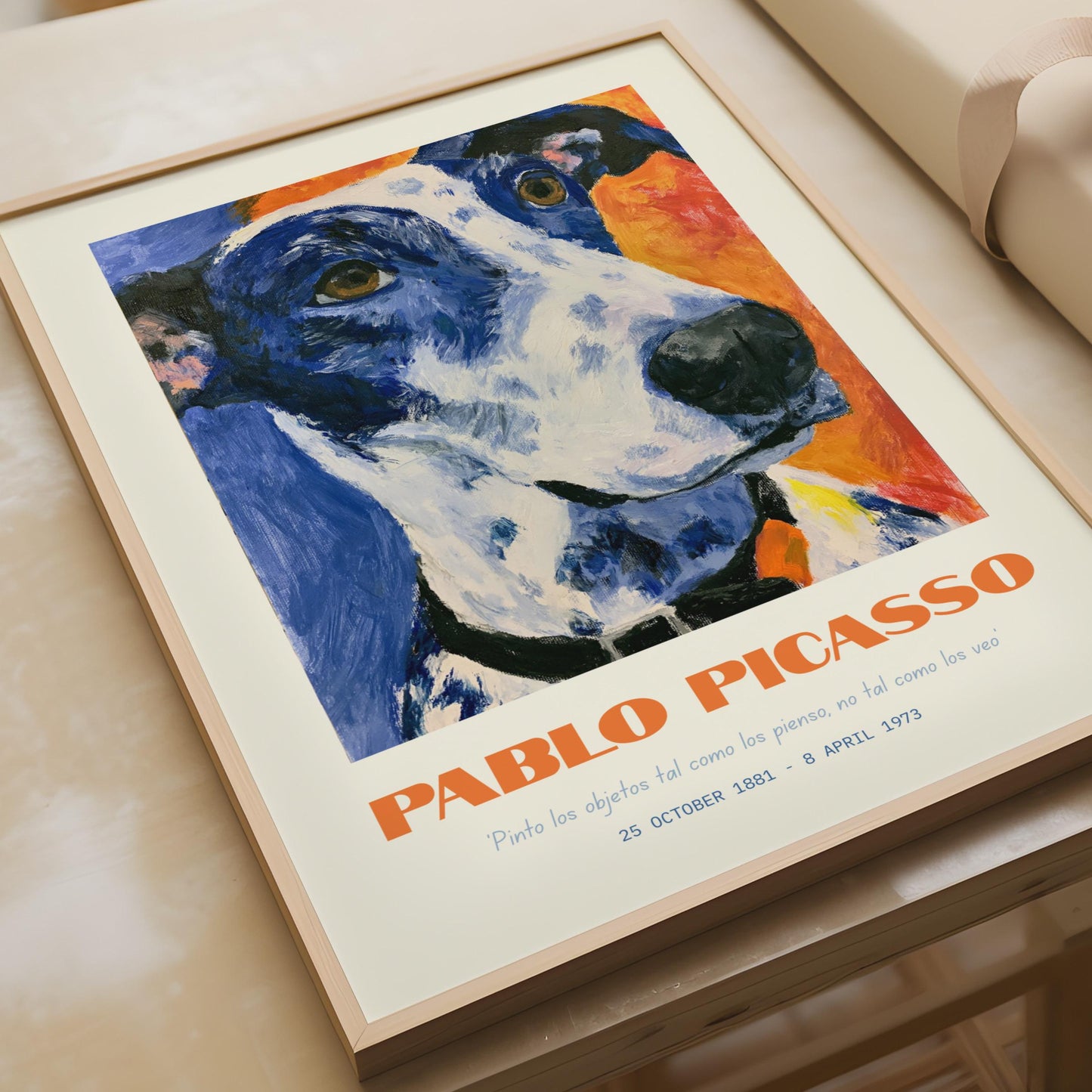 Bold Pablo Picasso Dog Art Print, Colourful Portrait, Modern Abstract Wall Decor