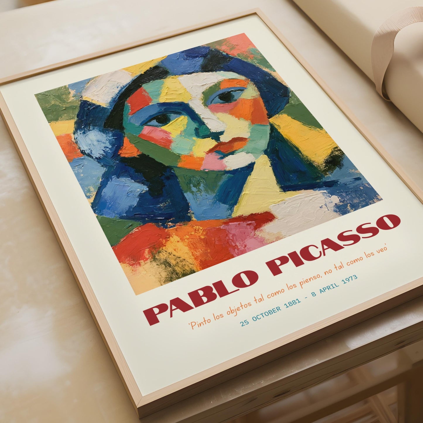 Pablo Picasso Art Print, Colourful Portrait Poster, Cubist Style Wall Art Gift, Modern Home Decor