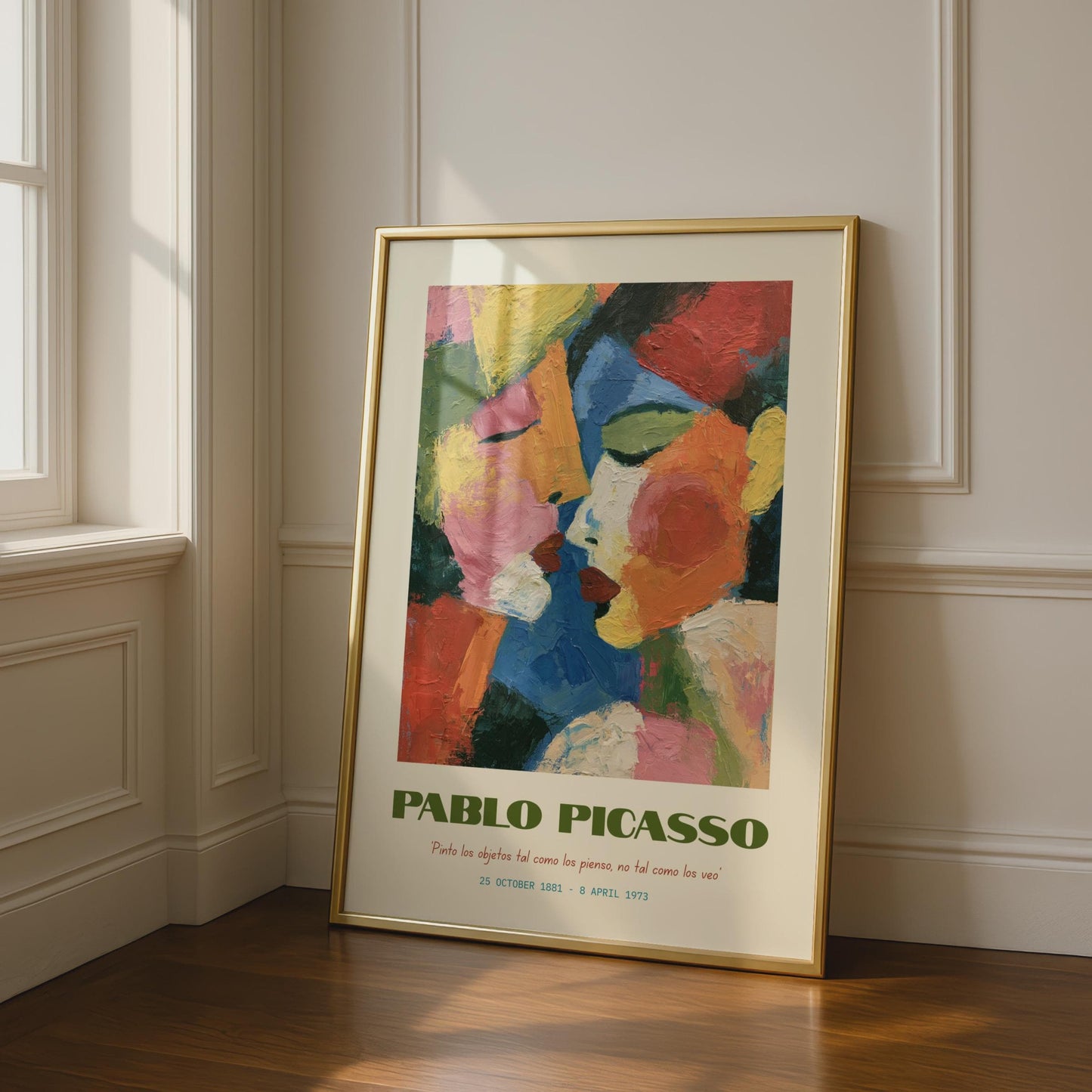 Pablo Picasso Colourful Kiss Print, Abstract Wall Art, Modern Home Decor, Love Poster, Gift for Art