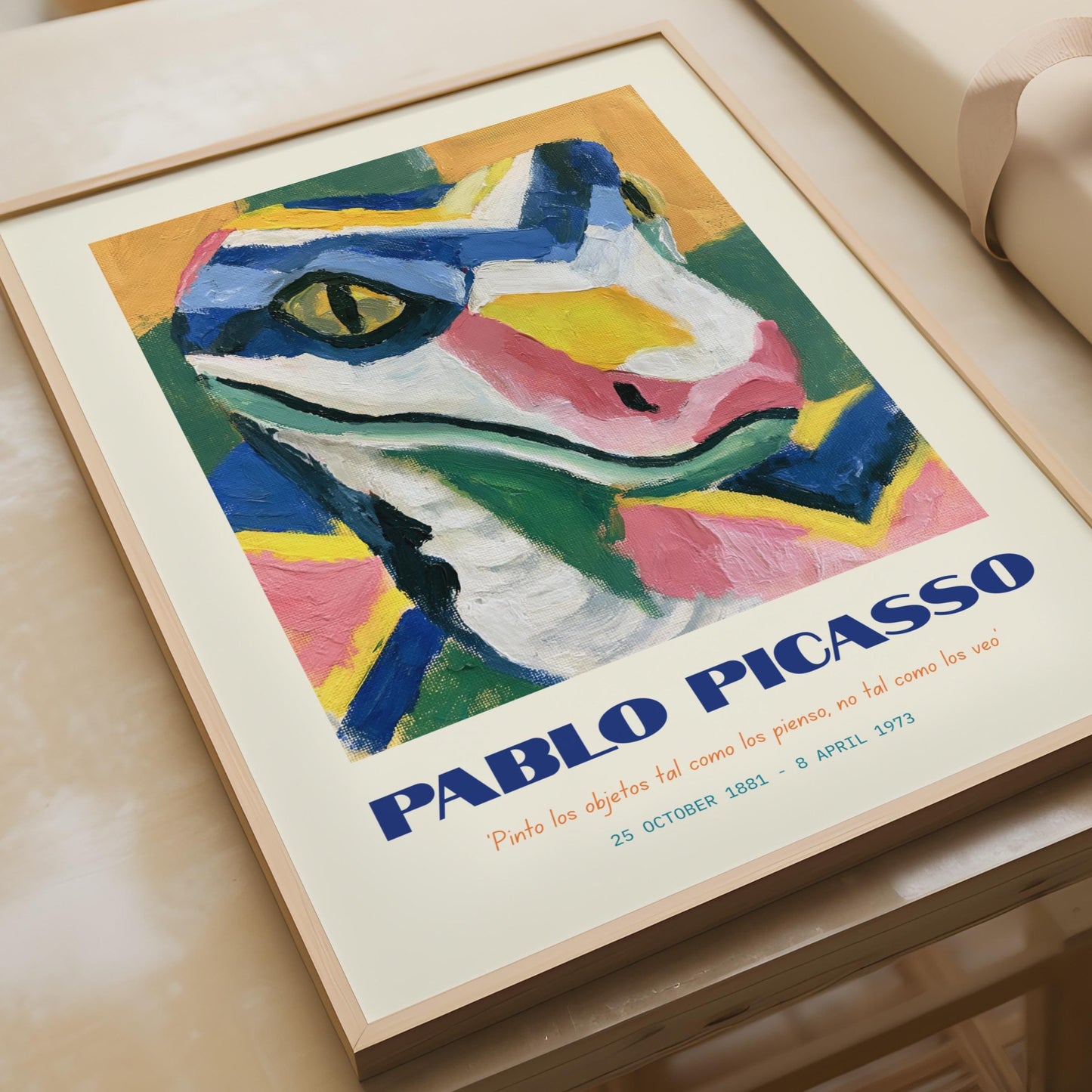 Vibrant Pablo Picasso Art Print, Colourful Portrait, Modern Wall Decor, Quirky Animal Illustration