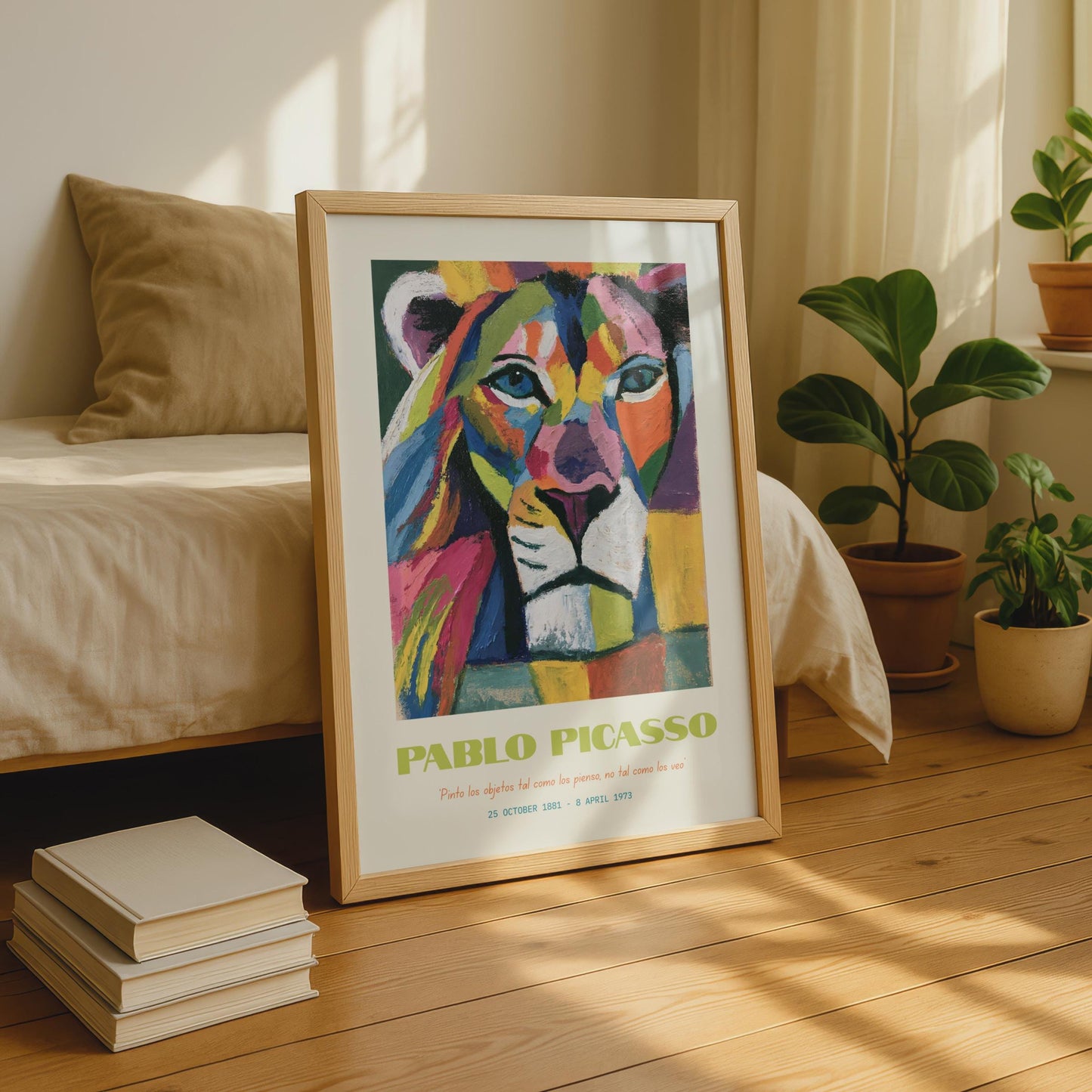 Colourful Lion Art Print by Pablo Picasso, Abstract Animal Wall Decor, Vibrant Modern Art